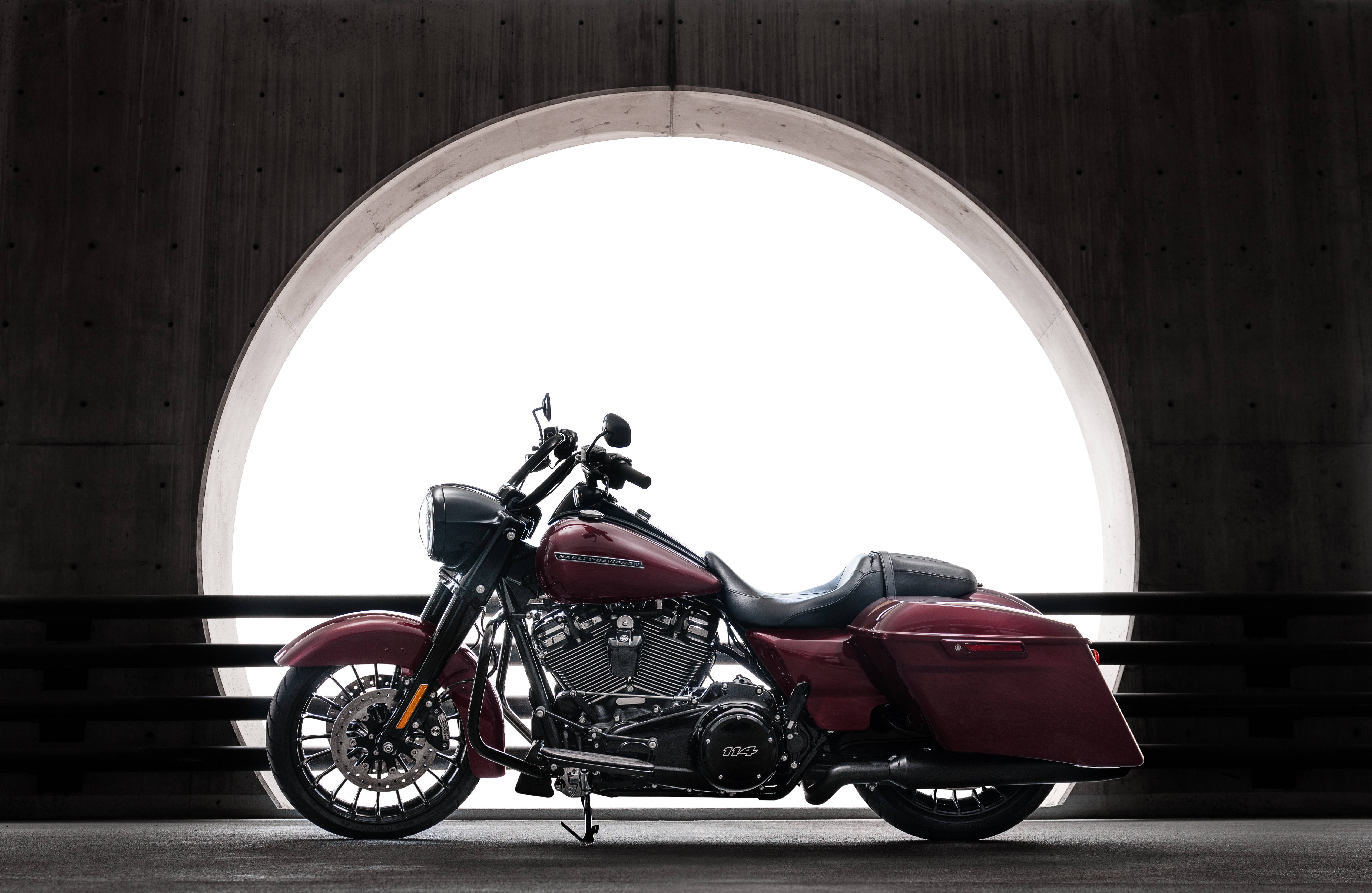 Harley Davidson, maroon, cruiser motorcycle, 4K Desktop Wallpaper