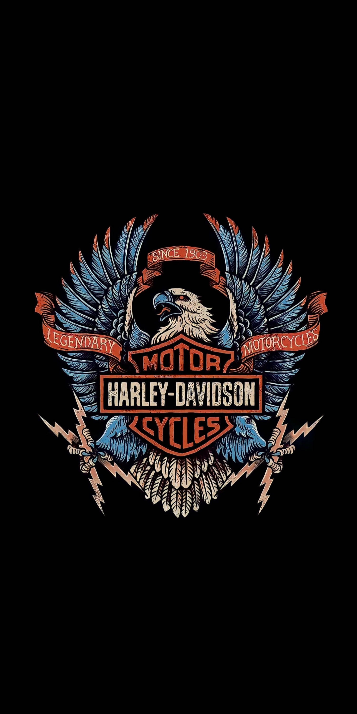 Harley Davidson Logo, eagle, black background, 2K Phone Wallpaper