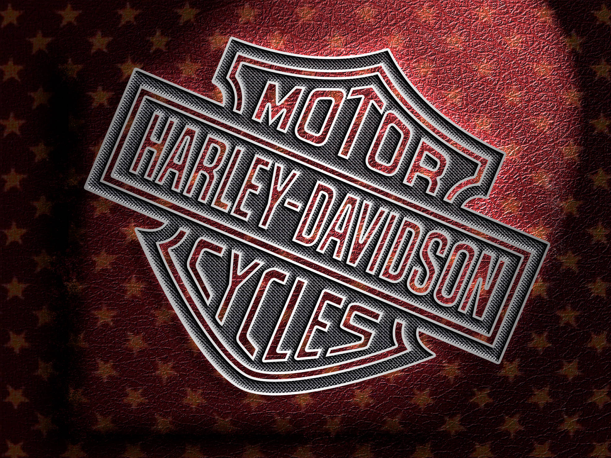 Harley Davidson Logo, maroon, gold stars, Full HD Desktop Wallpaper