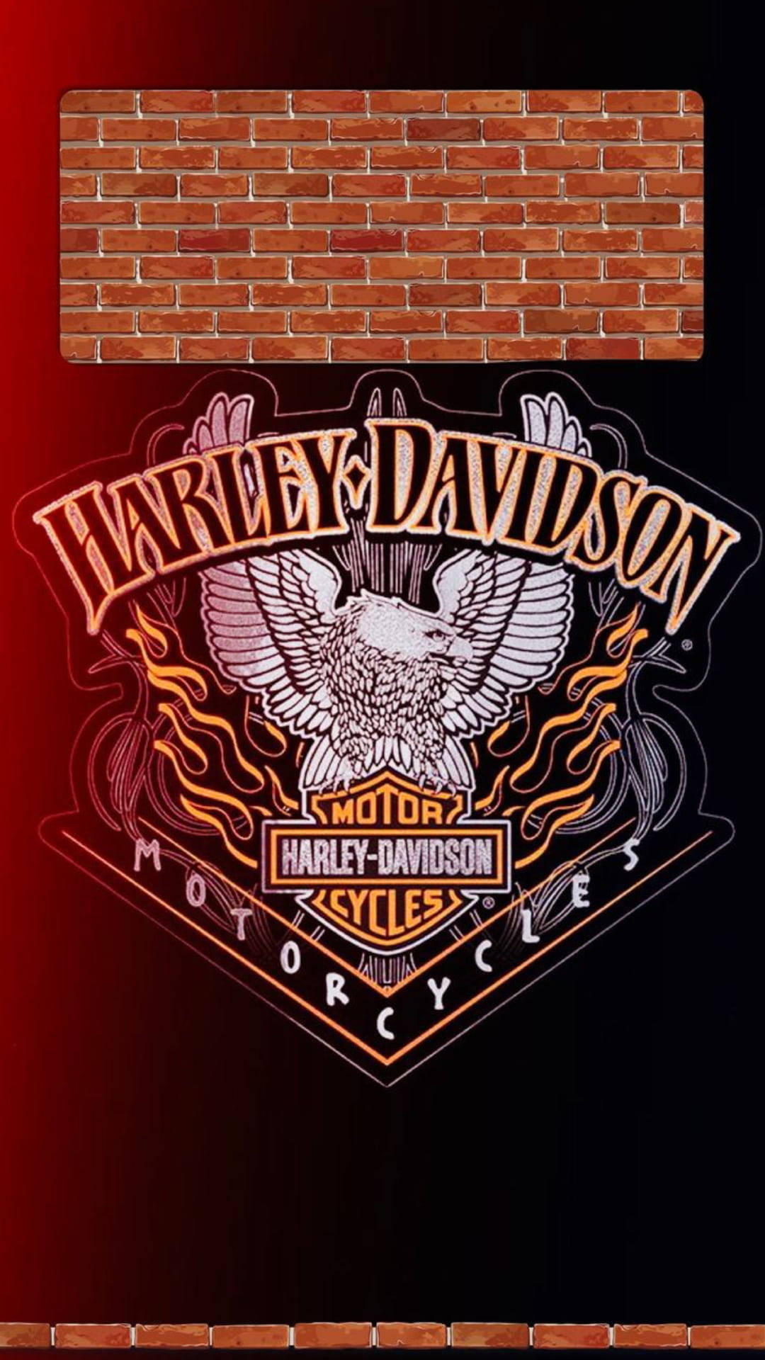 Harley-Davidson logo, eagle, flames, Full HD Phone Wallpaper