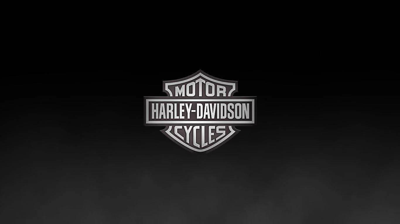 Harley-Davidson logo, dark gradient background, metallic sheen, HD Desktop Wallpaper