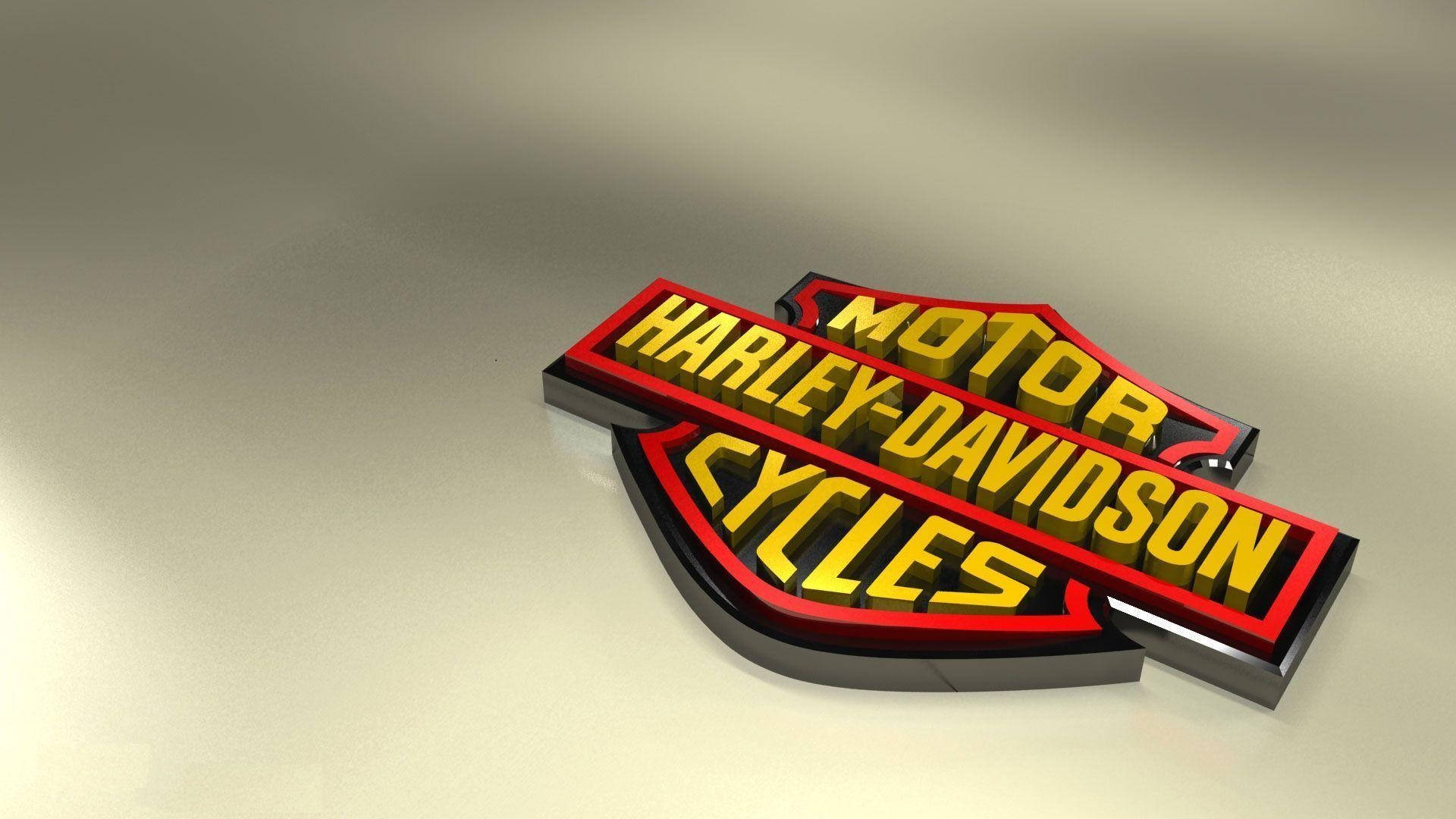 Harley-Davidson logo, bold yellow text, red outline, Full HD Desktop Wallpaper