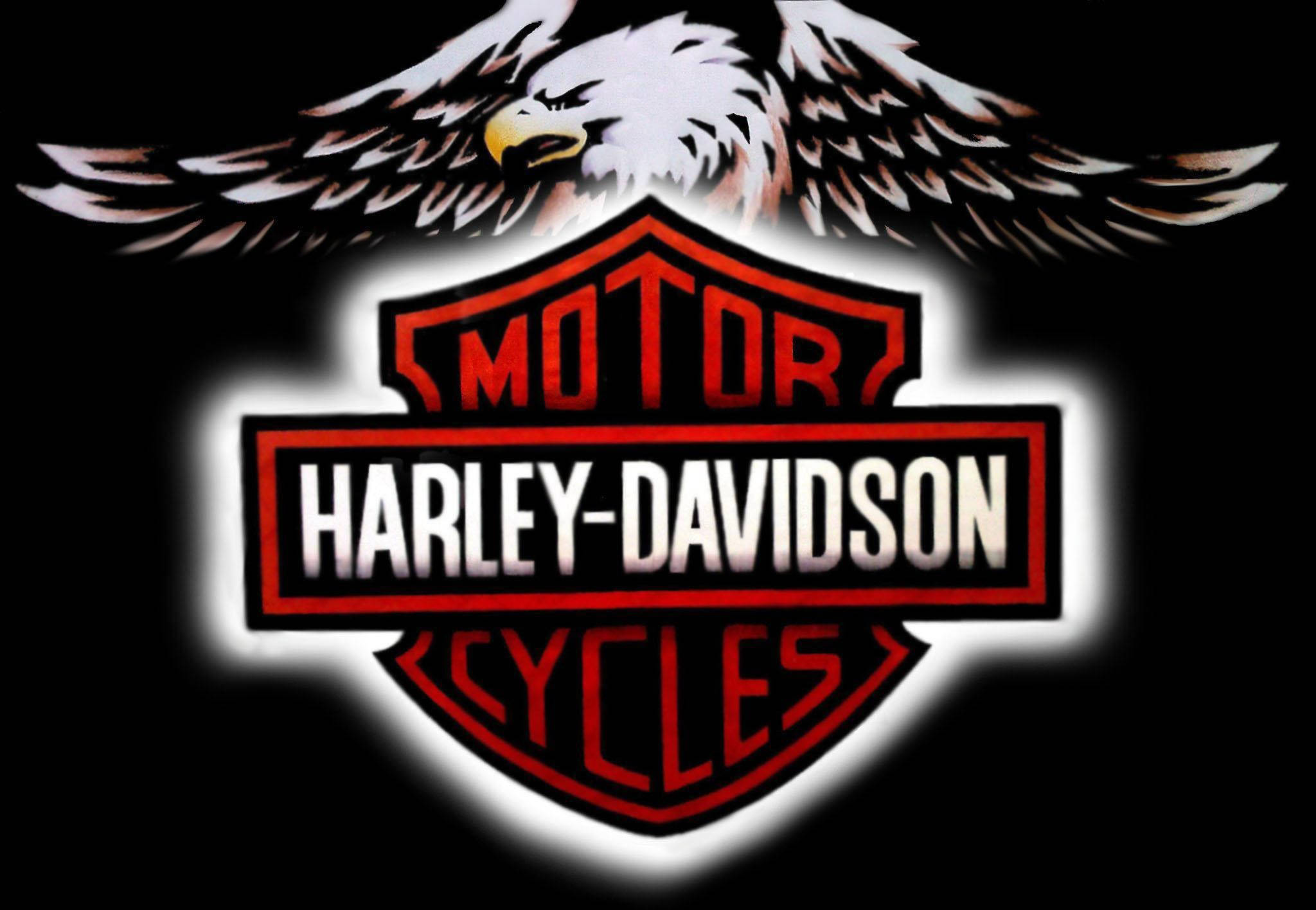 Harley Davidson Logo, red, white eagle, Full HD Desktop Wallpaper