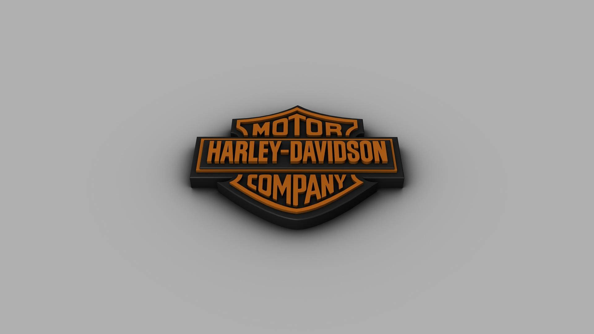 Harley Davidson Logo, orange and black lettering, gray background, Full HD Desktop Wallpaper
