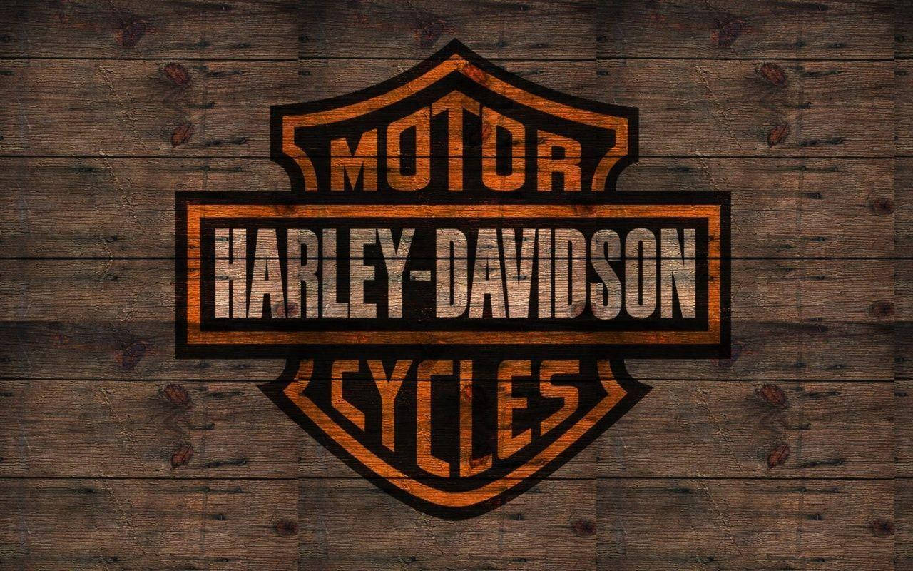 Harley Davidson Logo, orange, black, HD Desktop Wallpaper