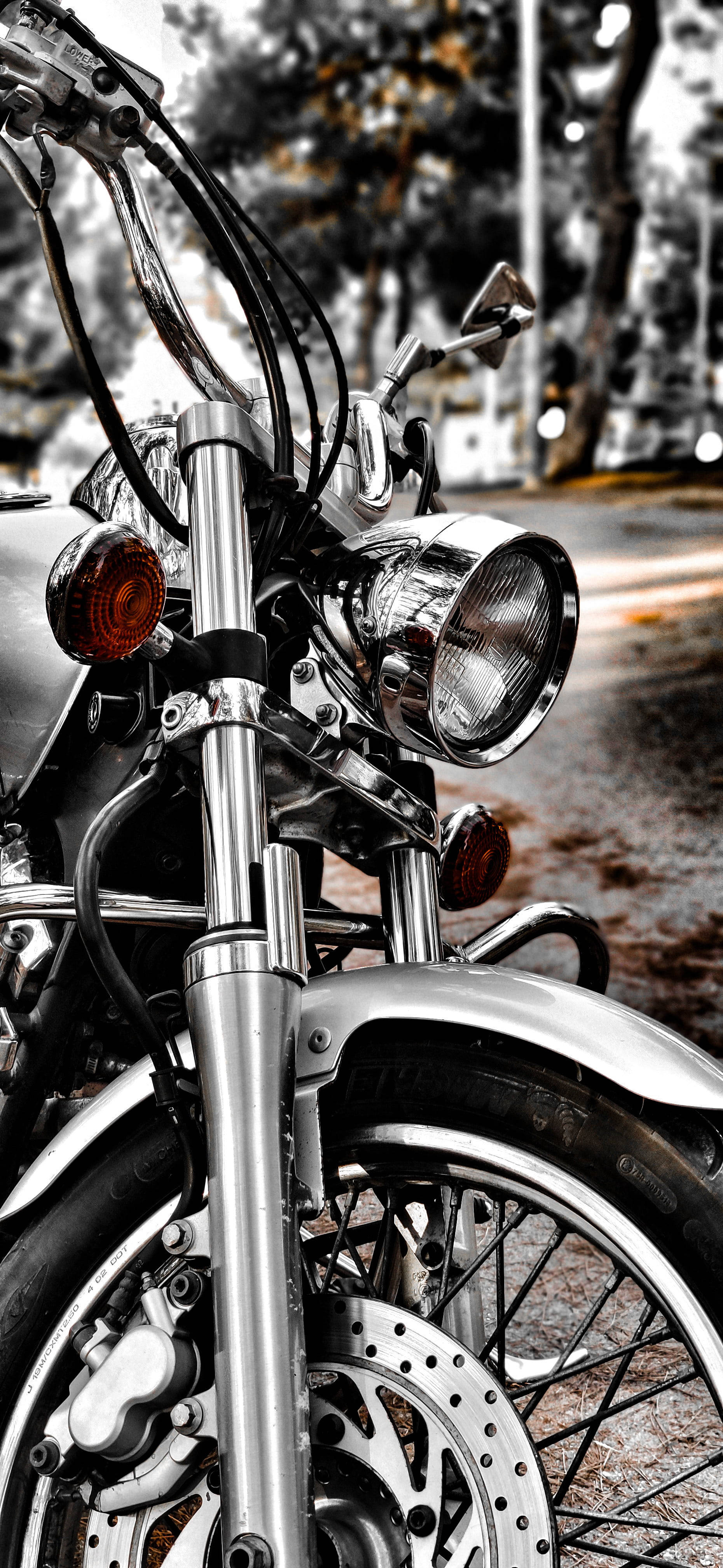 Silver Harley Davidson Mobile, chrome motorcycle, front end, 4K Phone Wallpaper