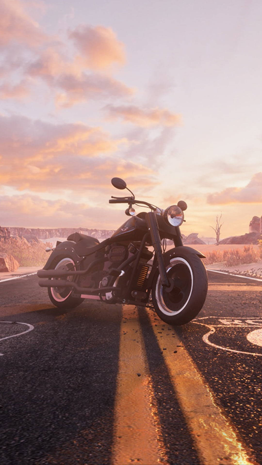Harley Davidson Mobile, sunset, black cruiser motorcycle, Full HD Phone Wallpaper