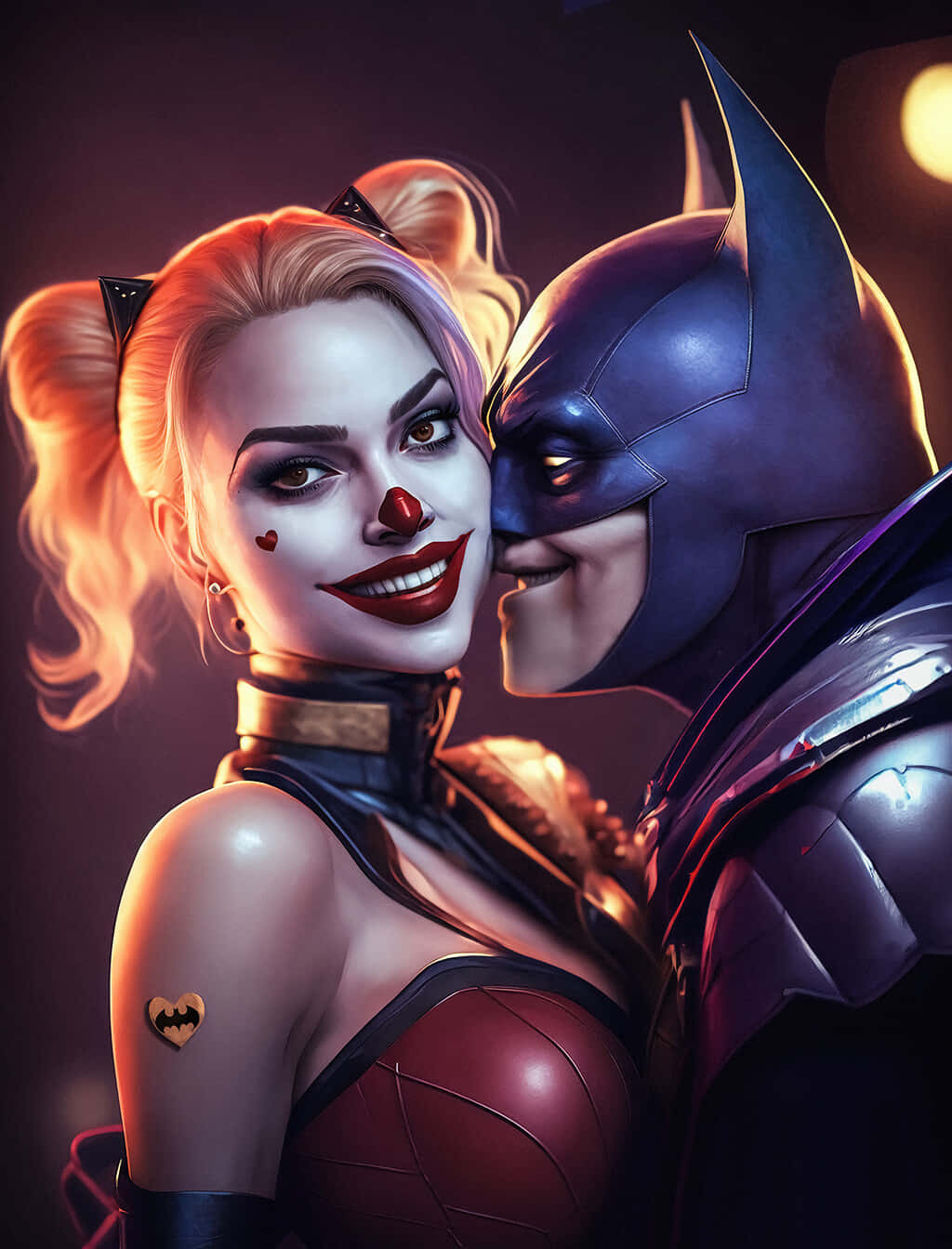 Harley Quinn, Batman, warm glowing lights, HD Phone Wallpaper