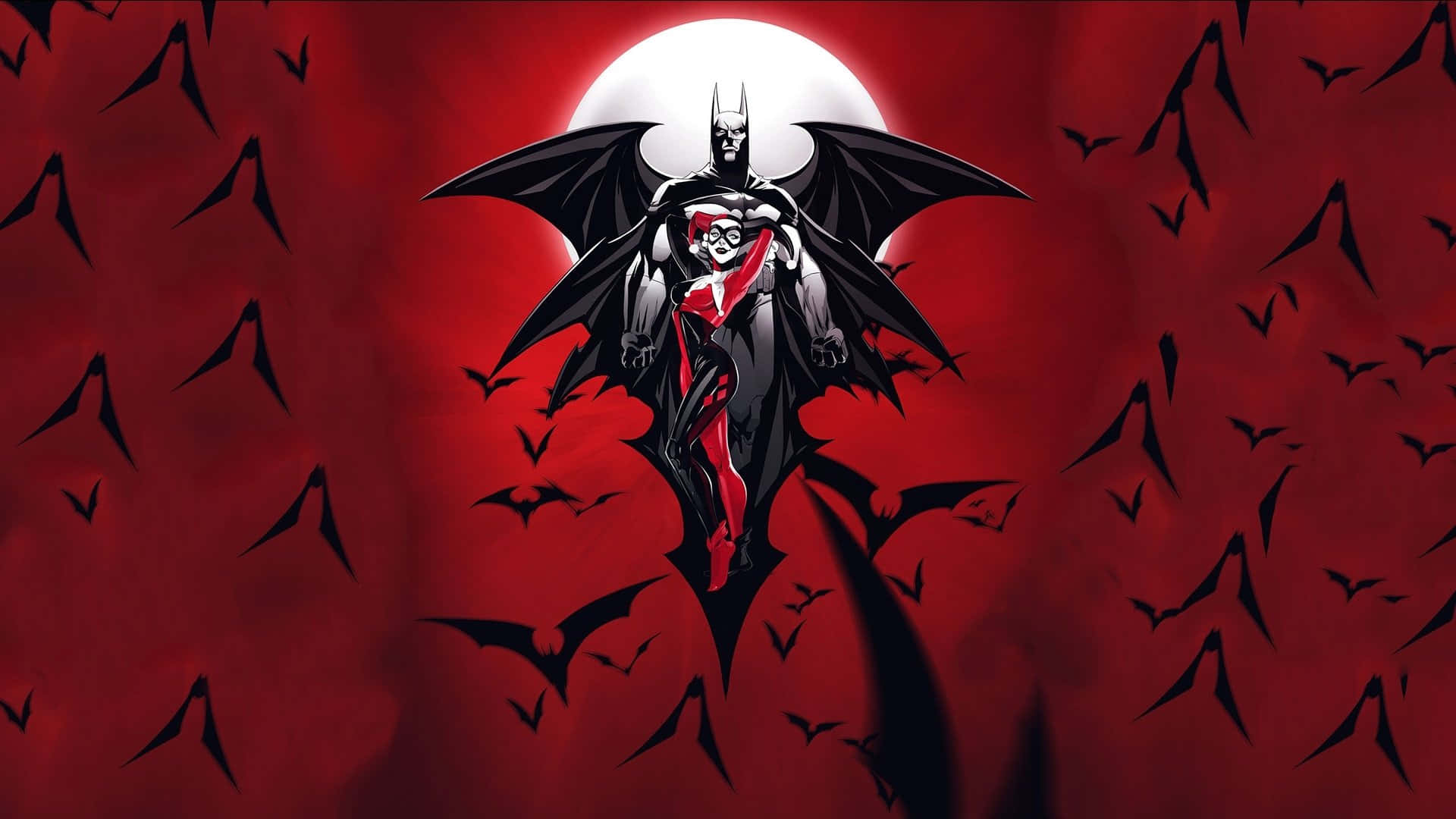 Harley Quinn, Batman, blood red sky, Full HD Desktop Wallpaper