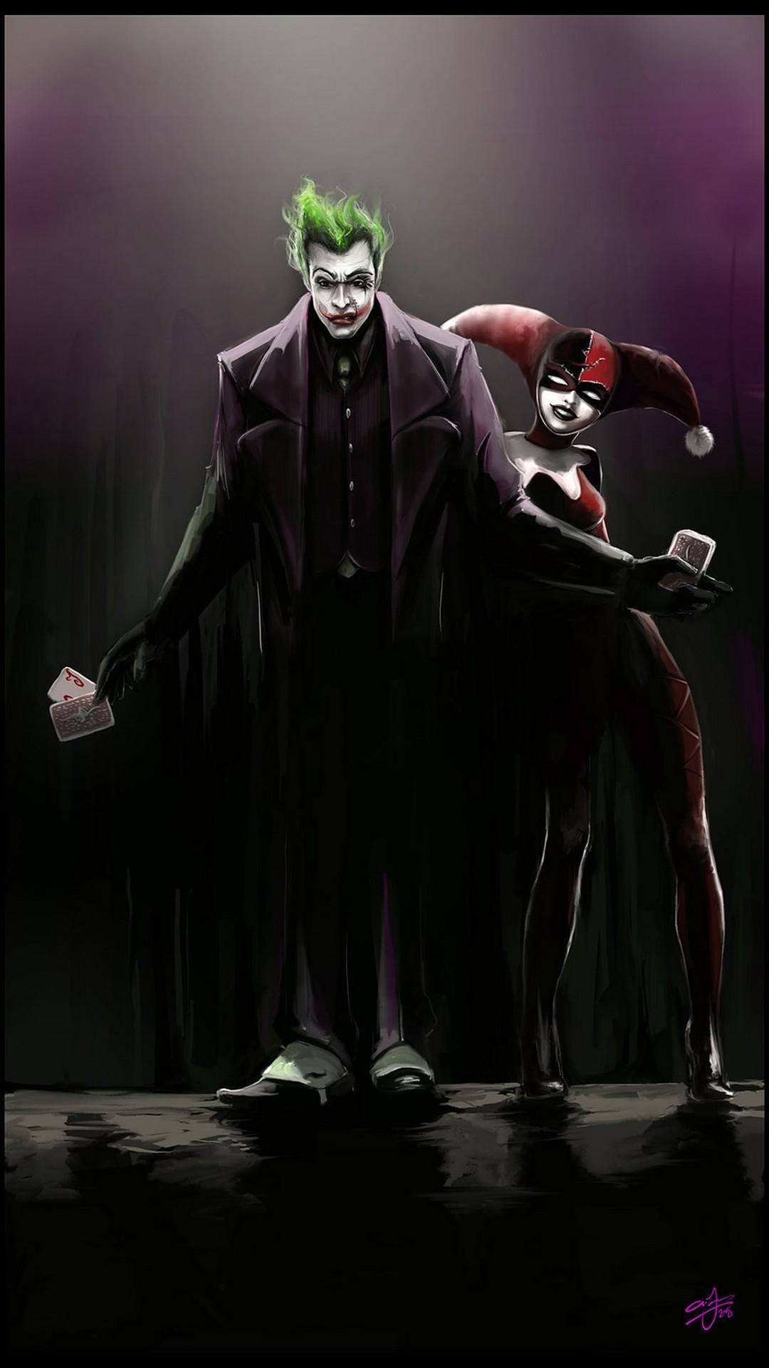 Joker, Harley Quinn, playing cards, Full HD Phone Wallpaper