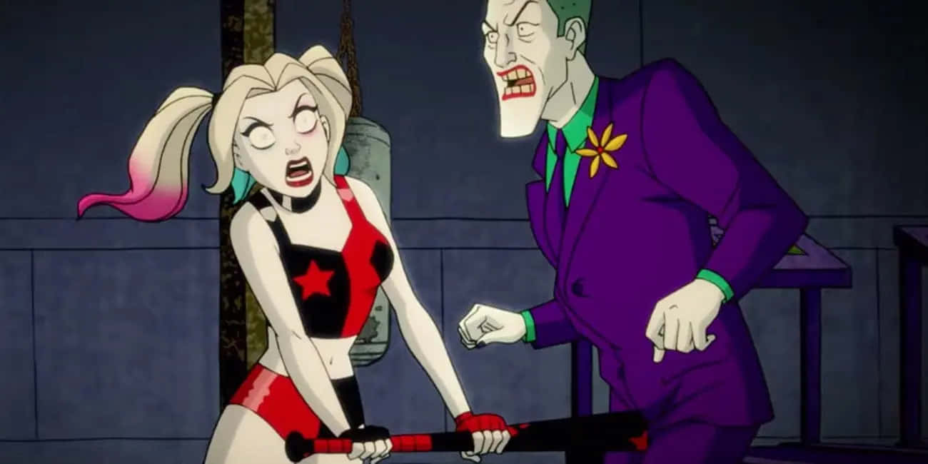 Harley Quinn, Joker, purple suit, HD Desktop Wallpaper