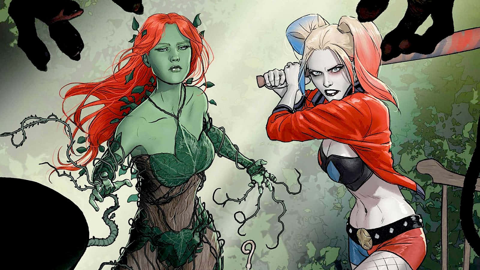 Harley Quinn, Poison Ivy, vines, HD Desktop Wallpaper