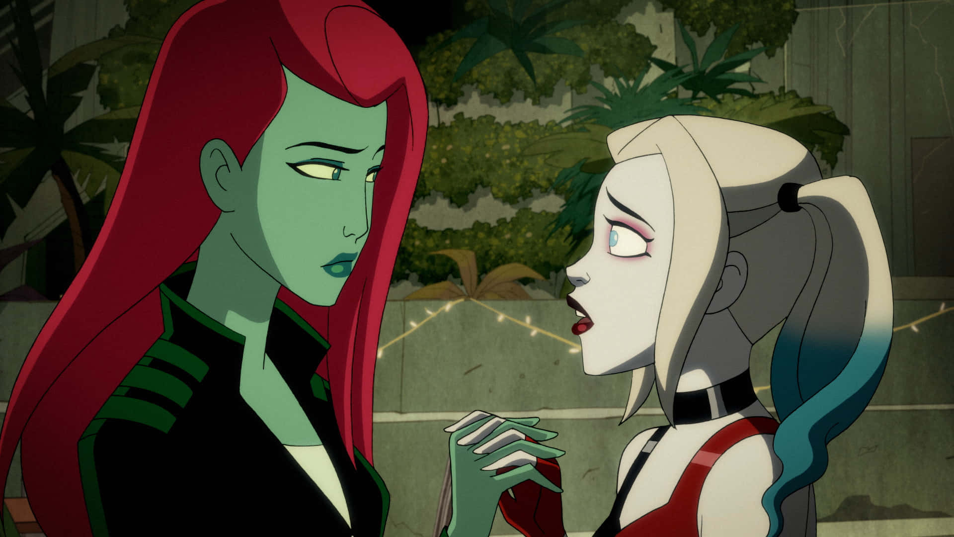 Harley Quinn, Poison Ivy, red and blonde hair, Full HD Desktop Wallpaper