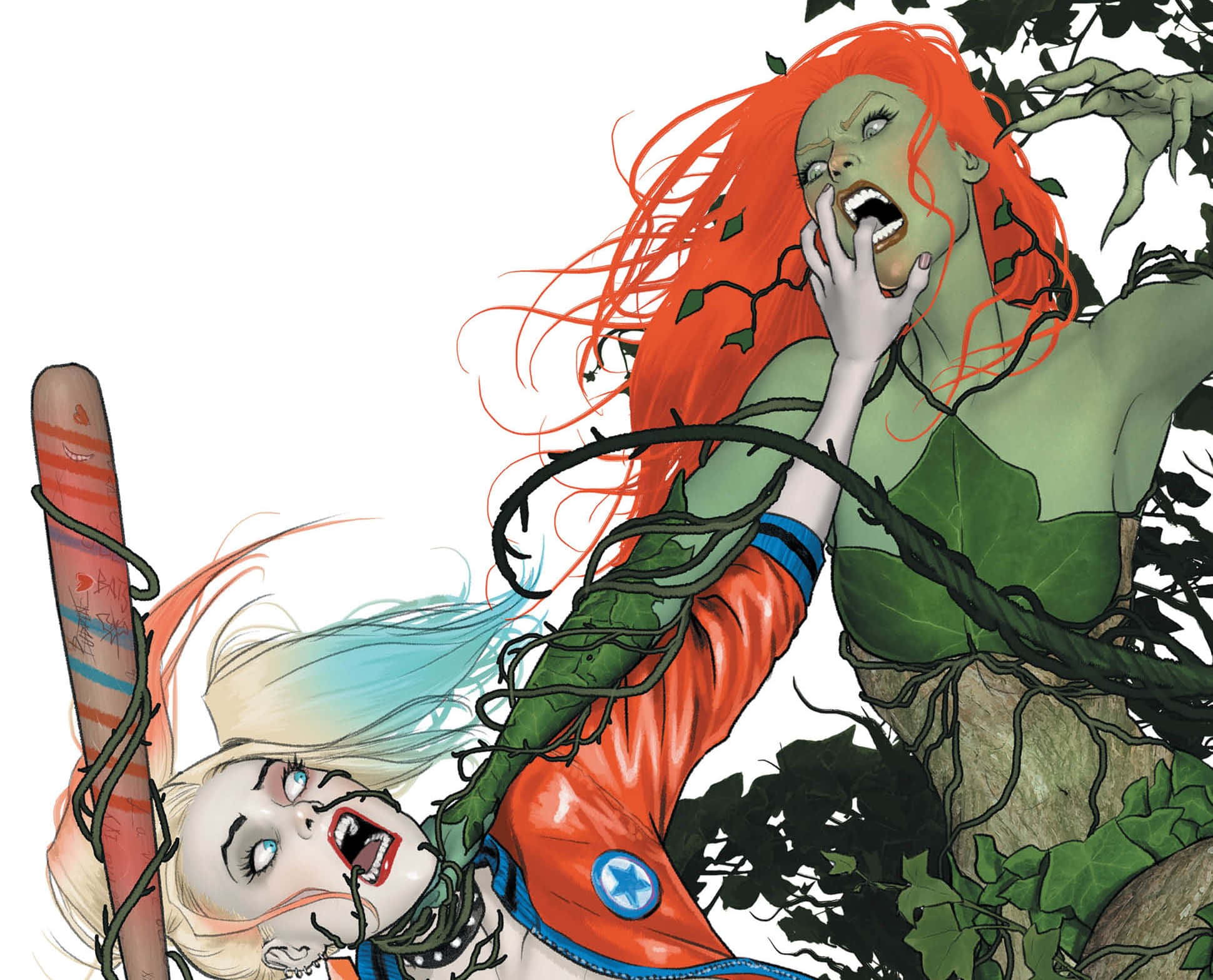 Harley Quinn, Poison Ivy, vines, Full HD Desktop Wallpaper