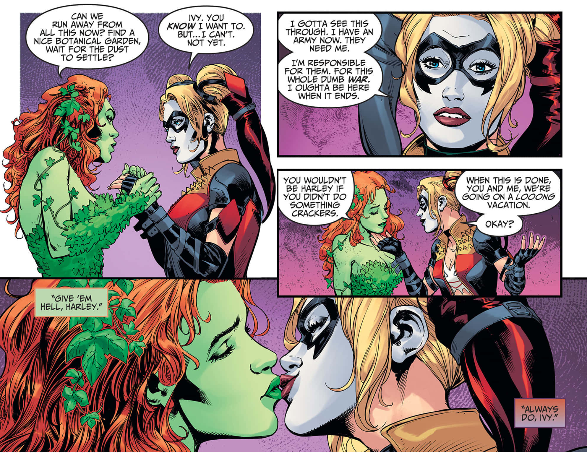 Harley Quinn, Poison Ivy, comic panel, Full HD Desktop Wallpaper