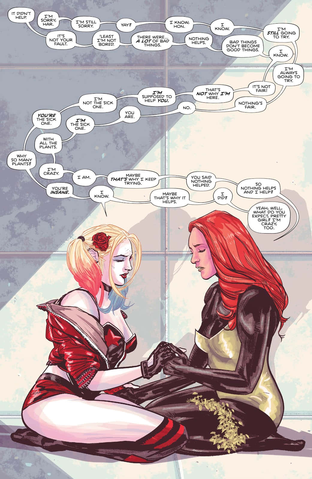 Harley Quinn, Poison Ivy, sunlit room, HD Phone Wallpaper