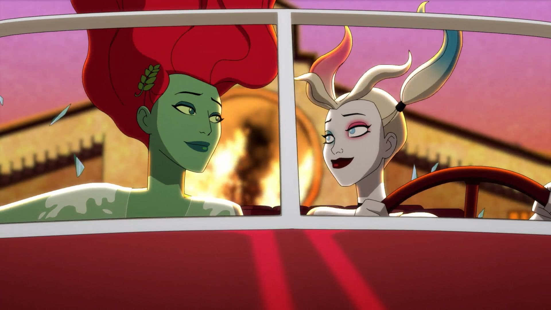 Harley Quinn, Poison Ivy, animated adventure, Full HD Desktop Wallpaper
