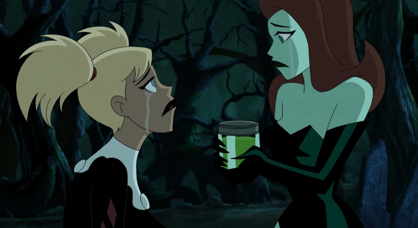 Harley Quinn, Poison Ivy, dark forest, HD Desktop Wallpaper