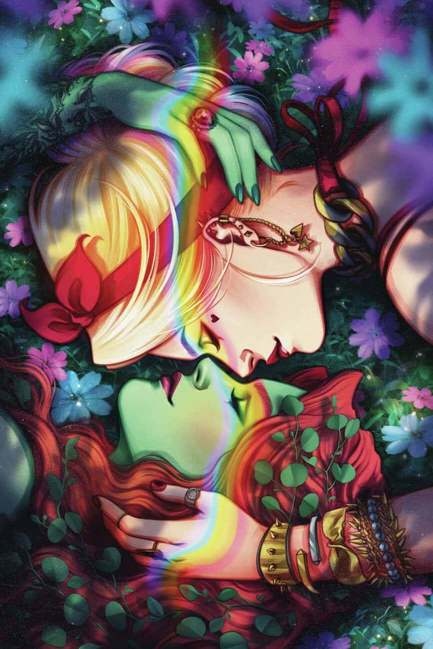 Harley Quinn, Poison Ivy, dreamlike garden, HD Phone Wallpaper