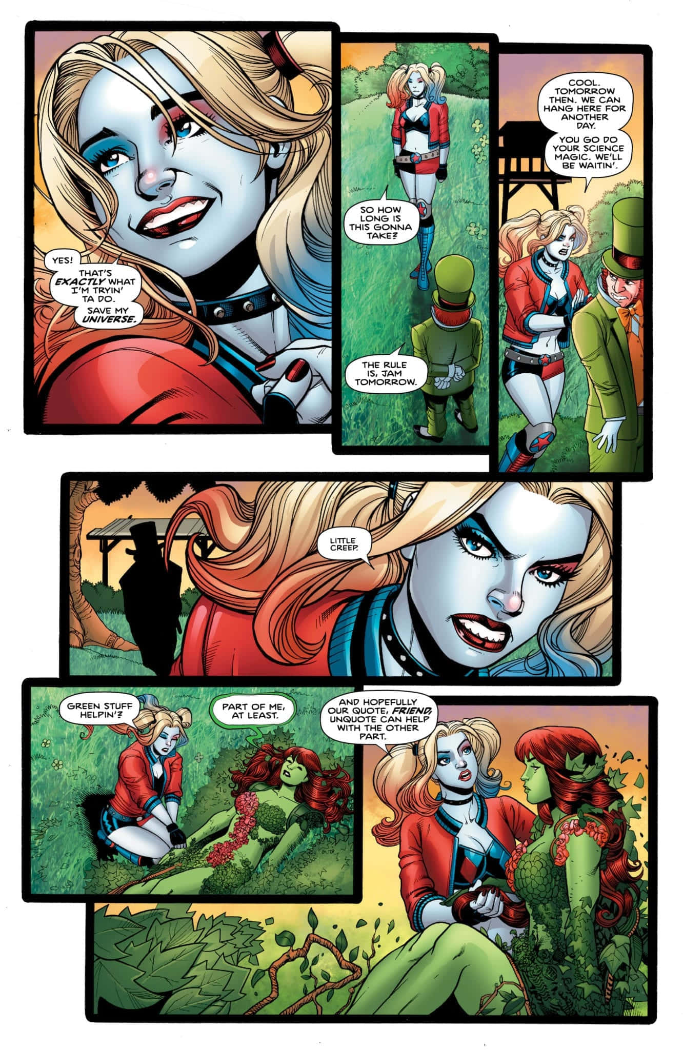 Harley Quinn, Poison Ivy, comic panels, Full HD Phone Wallpaper