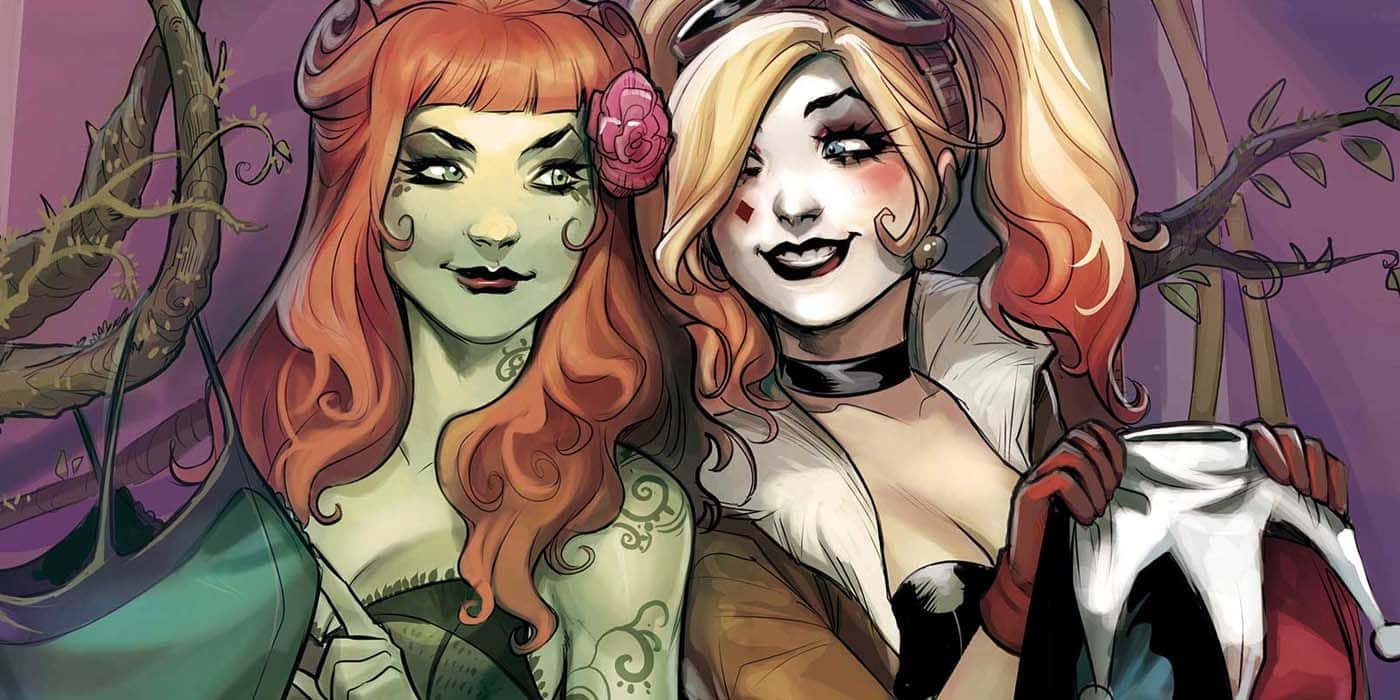 Harley Quinn, Poison Ivy, comic book illustration, HD Desktop Wallpaper