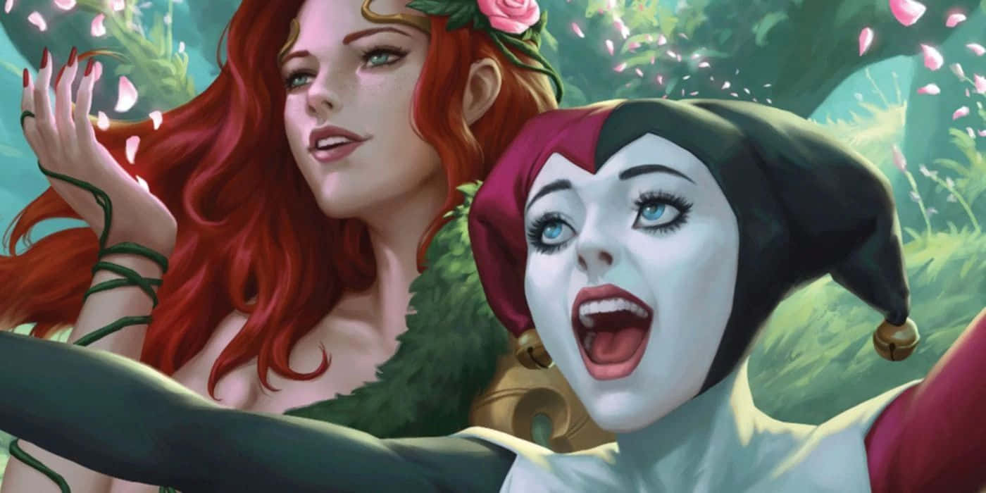 Harley Quinn, Poison Ivy, jester hat, HD Desktop Wallpaper