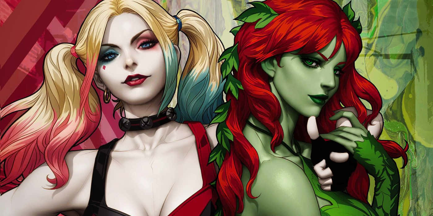 Harley Quinn, Poison Ivy, blonde and blue hair, HD Desktop Wallpaper
