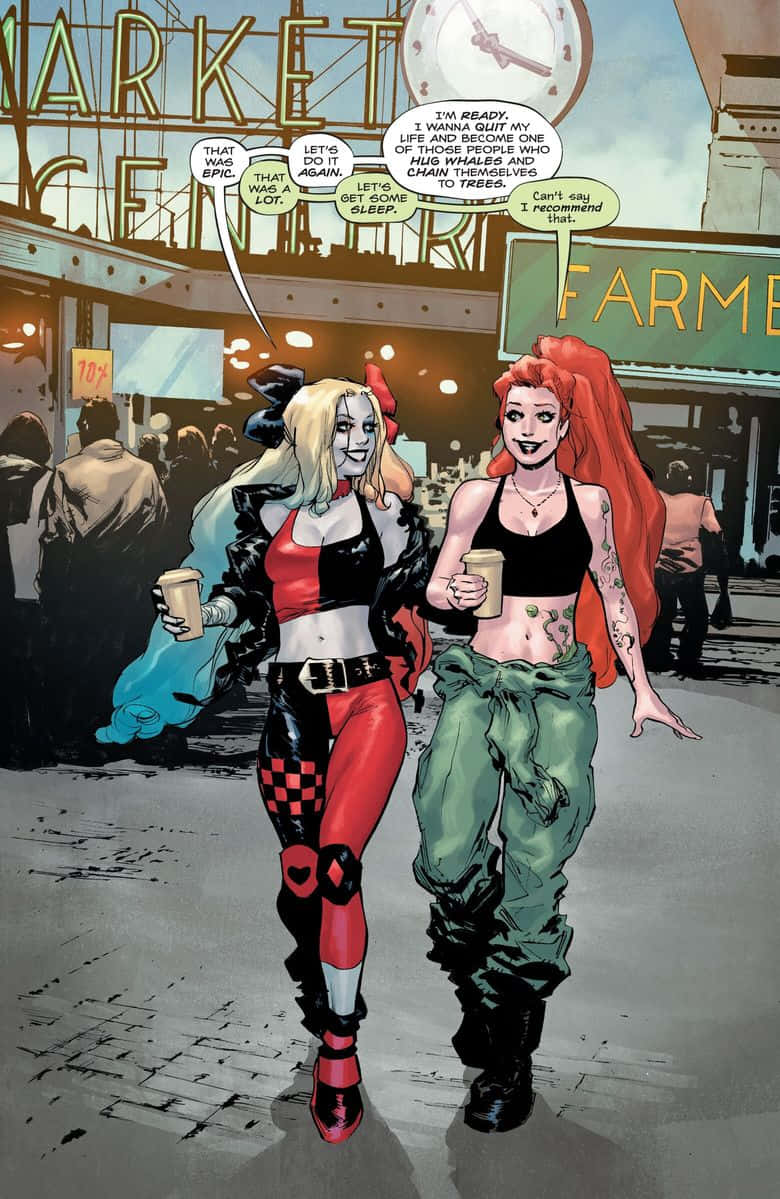 Harley Quinn, Poison Ivy, comic book characters, SD Phone Wallpaper