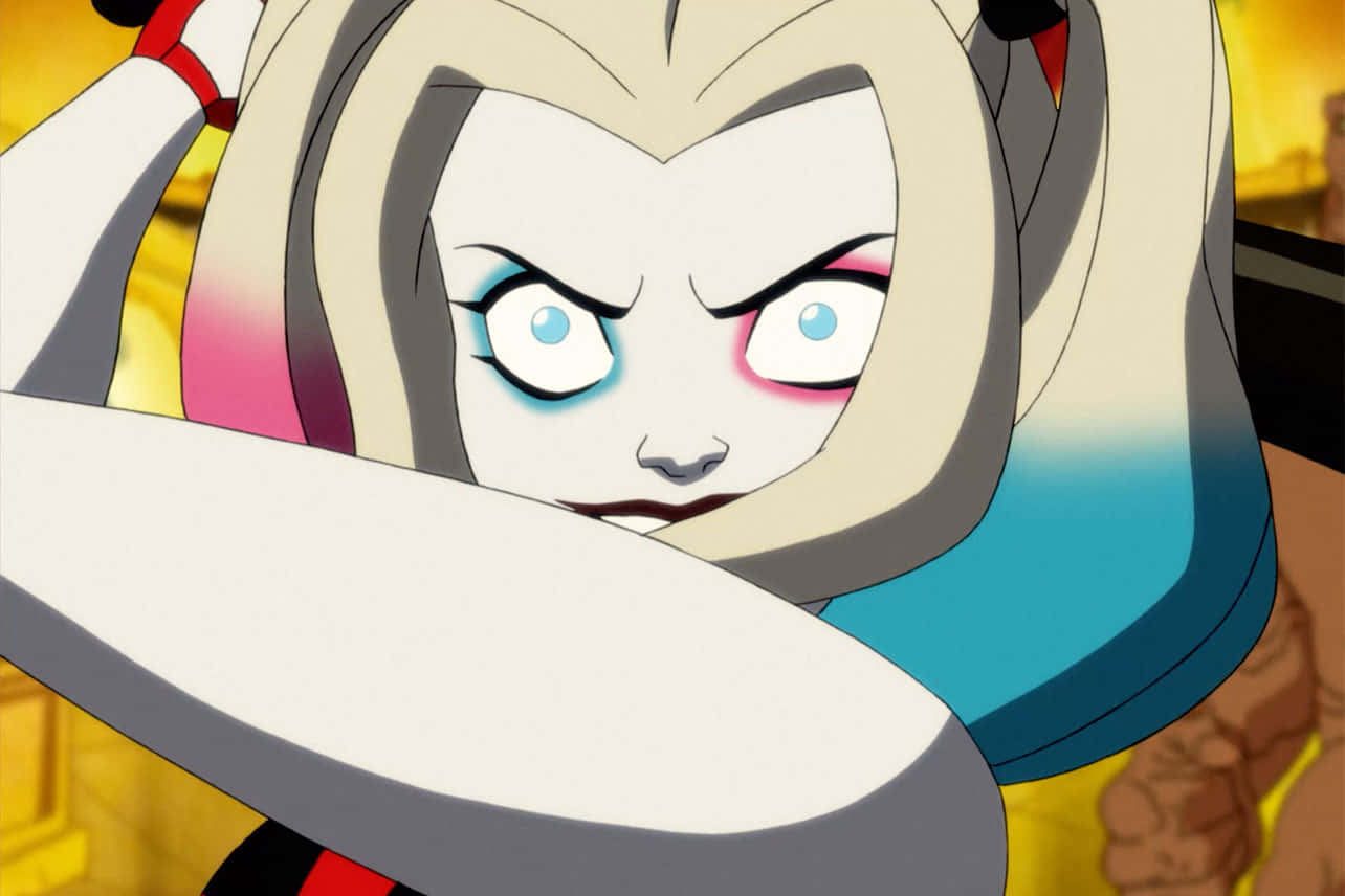 Harley Quinn, anime style, glares intensely, HD Desktop Wallpaper