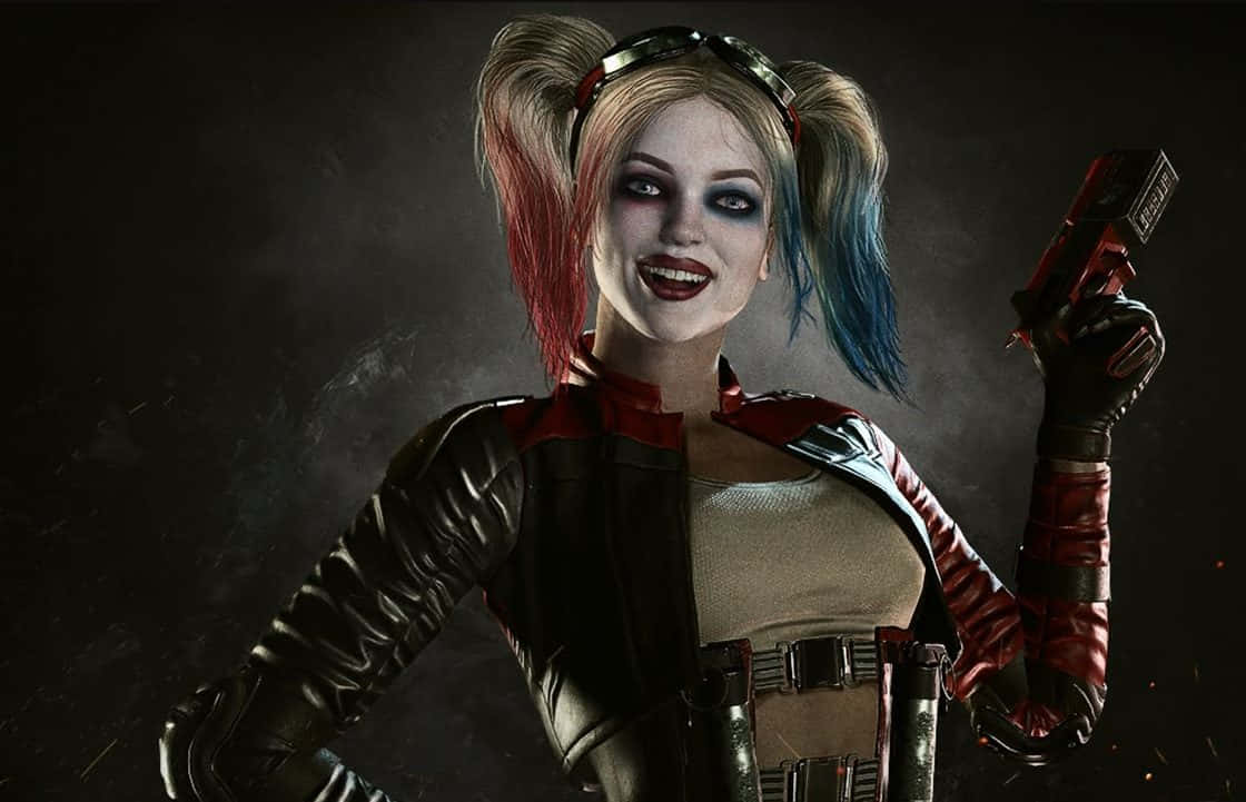 Harley Quinn, injustice 2, red and blue pigtails, SD Desktop Wallpaper
