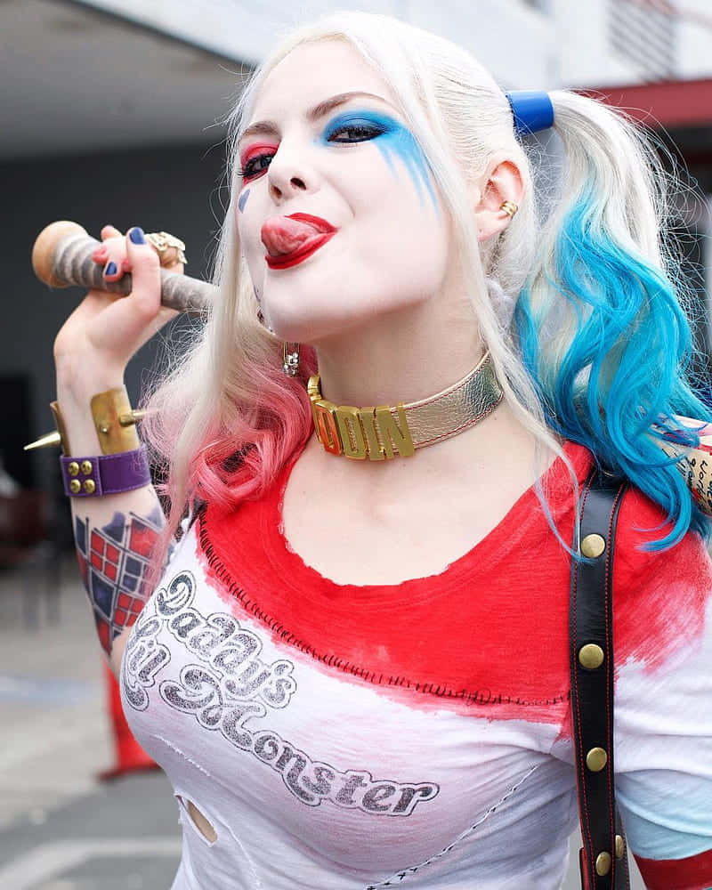 Harley Quinn, cosplay, baseball bat, SD Phone Wallpaper