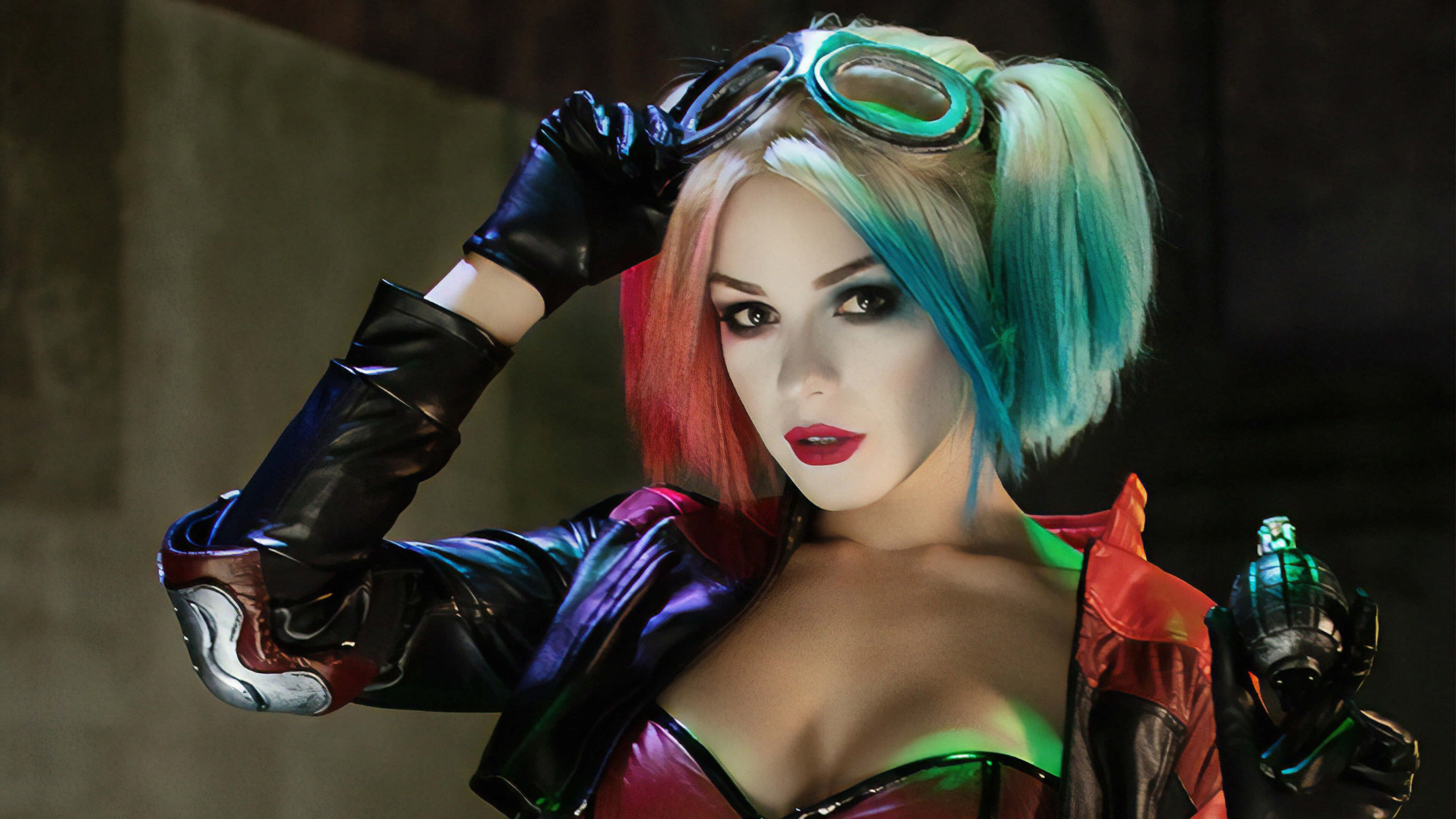 Harley Quinn, cosplay, goggles, 4K Desktop Wallpaper