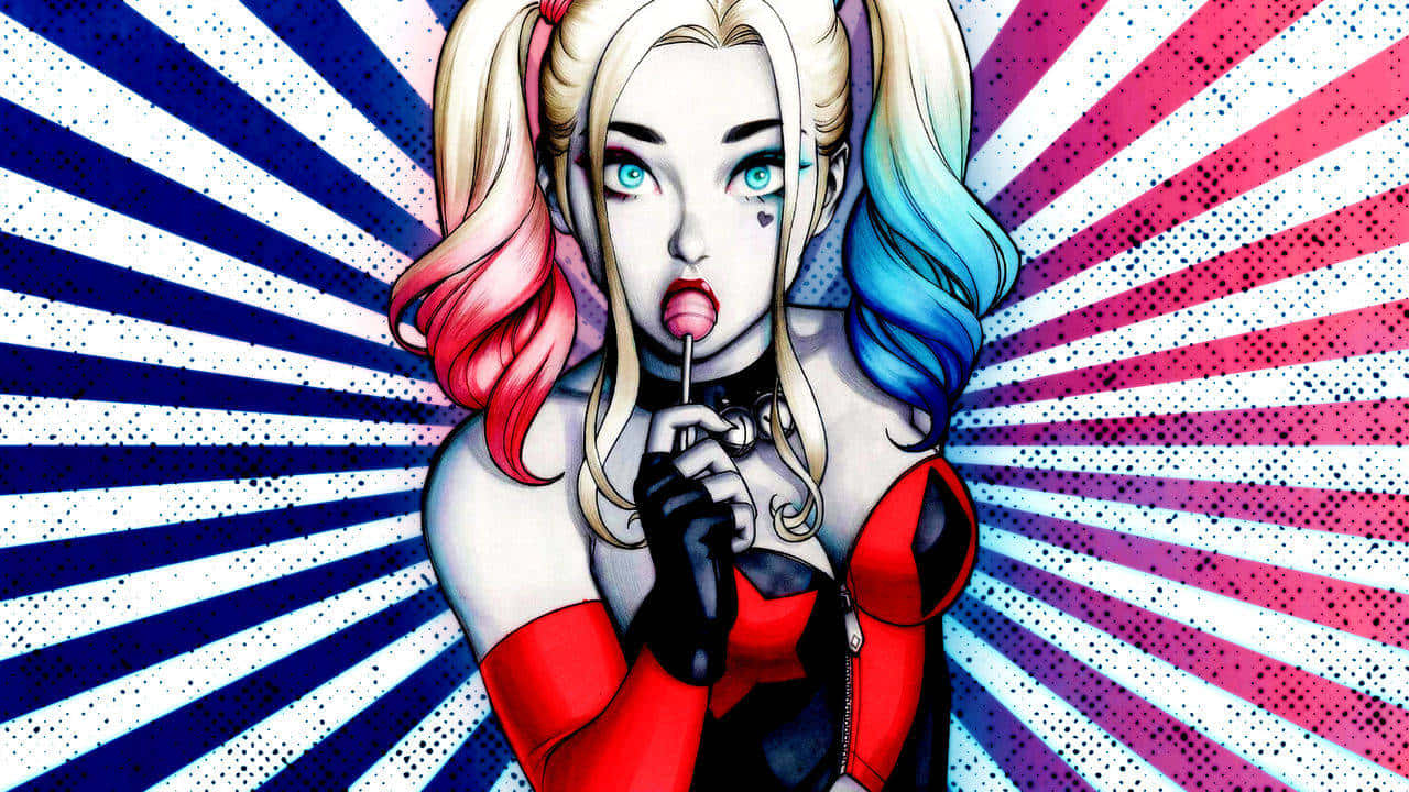 Harley Quinn, anime, pink and blue hair, HD Desktop Wallpaper