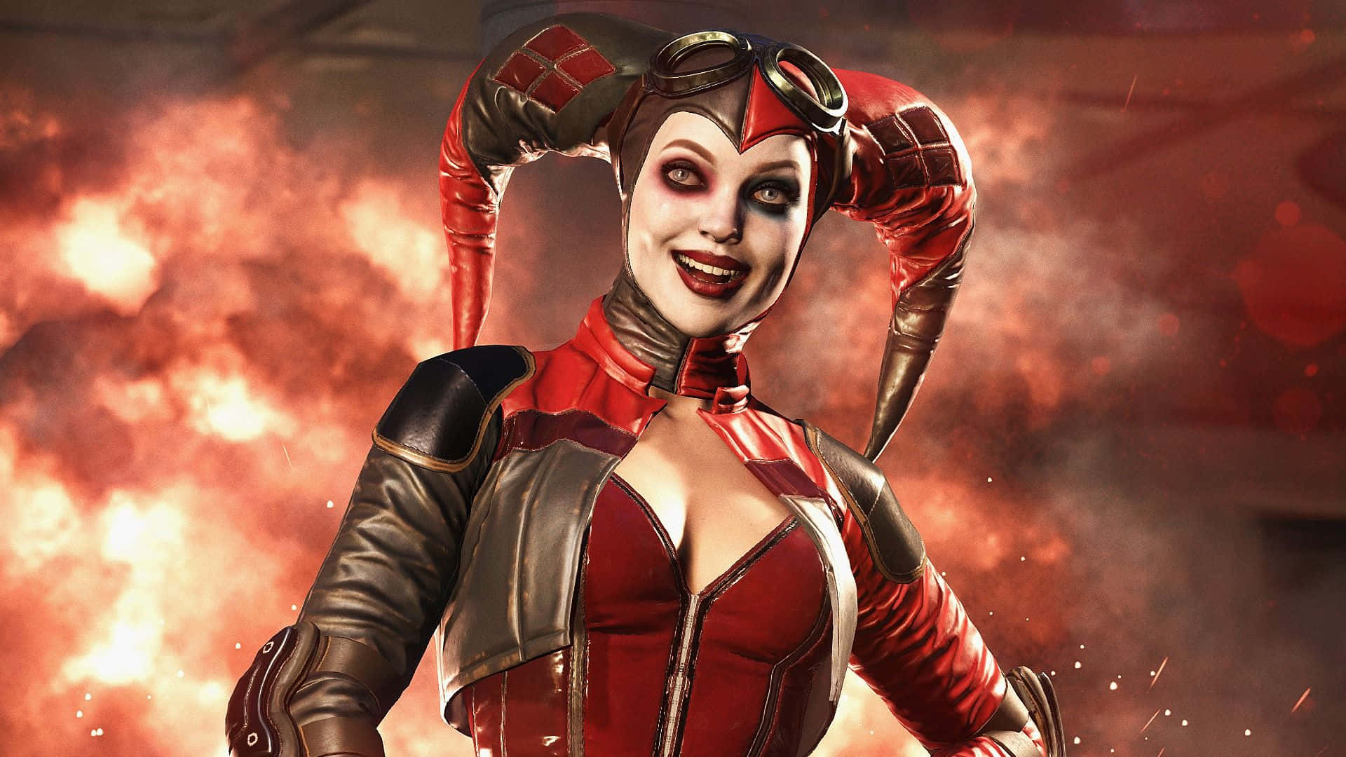 Harley Quinn, Arkham City, red and black costume, Full HD Desktop Wallpaper