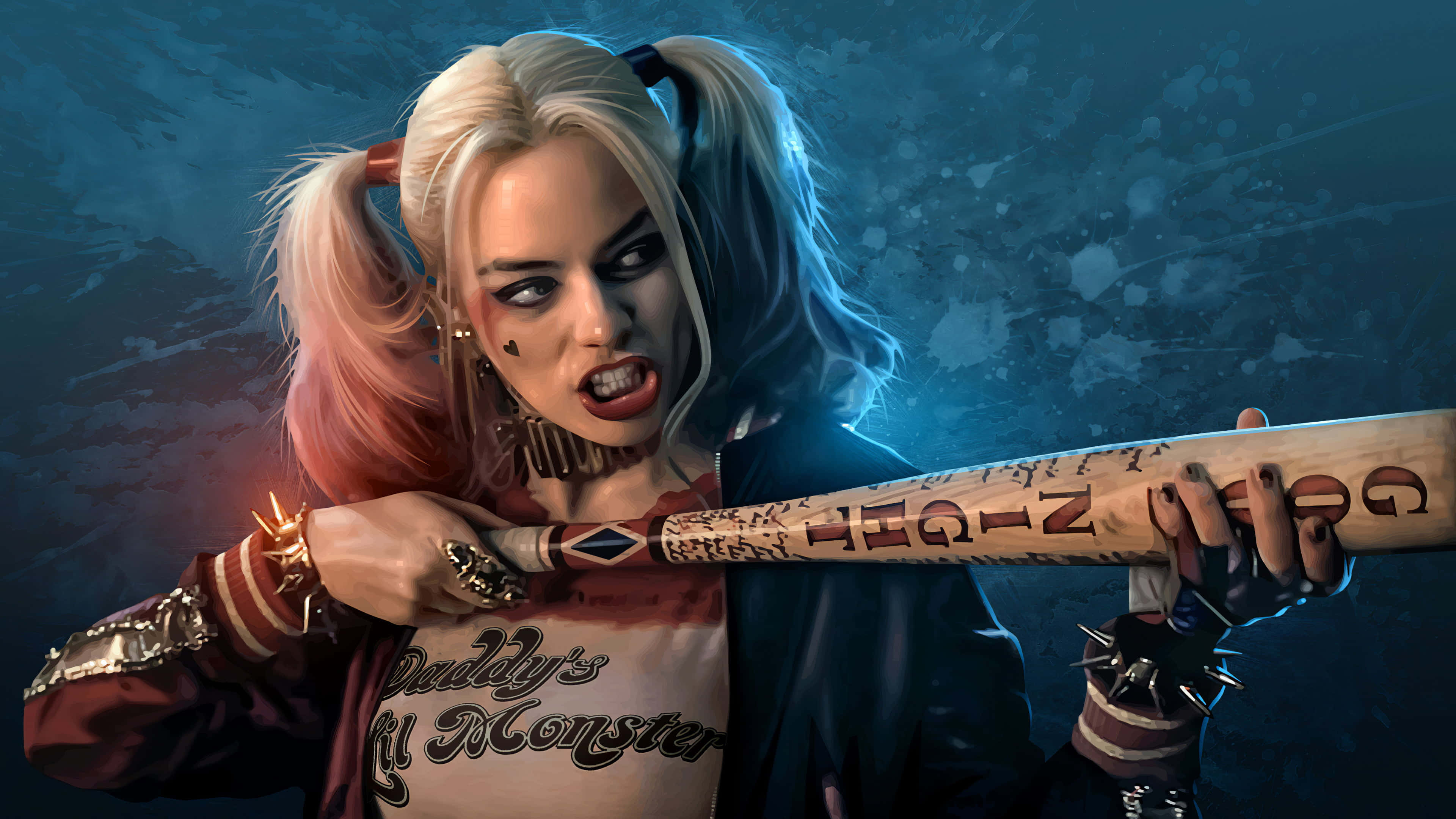 Harley Quinn, Arkham City, baseball bat, 4K Desktop Wallpaper