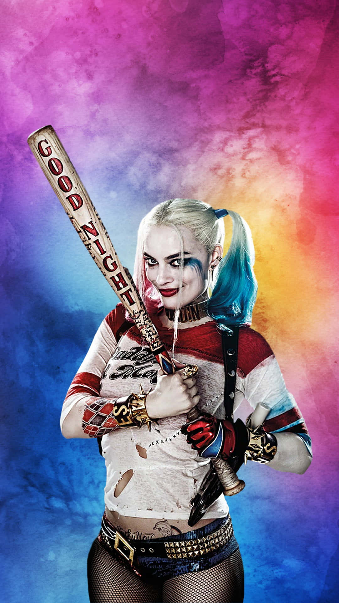 Harley Quinn, baseball bat, purple, Full HD Phone Wallpaper