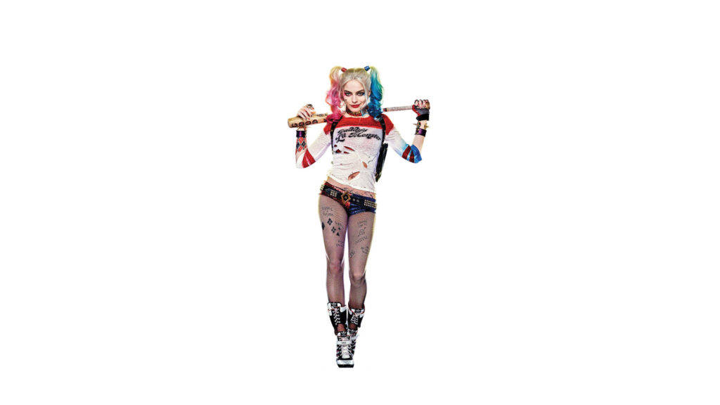 Harley Quinn, baseball bat, colorful outfit, SD Desktop Wallpaper