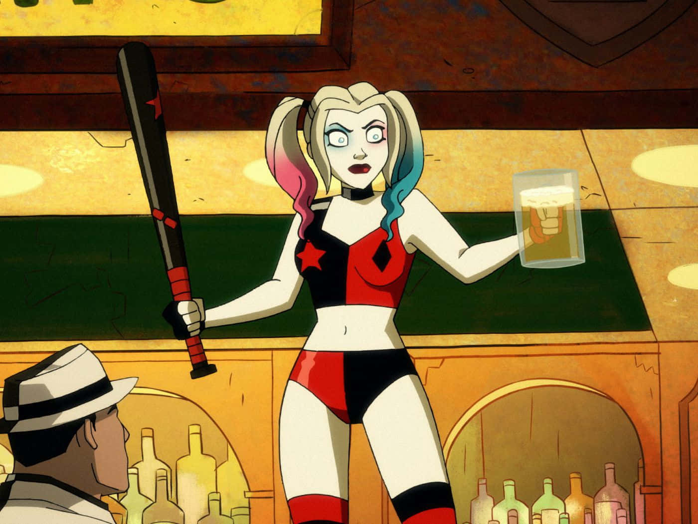 Harley Quinn, anime series, bar scene, HD Desktop Wallpaper