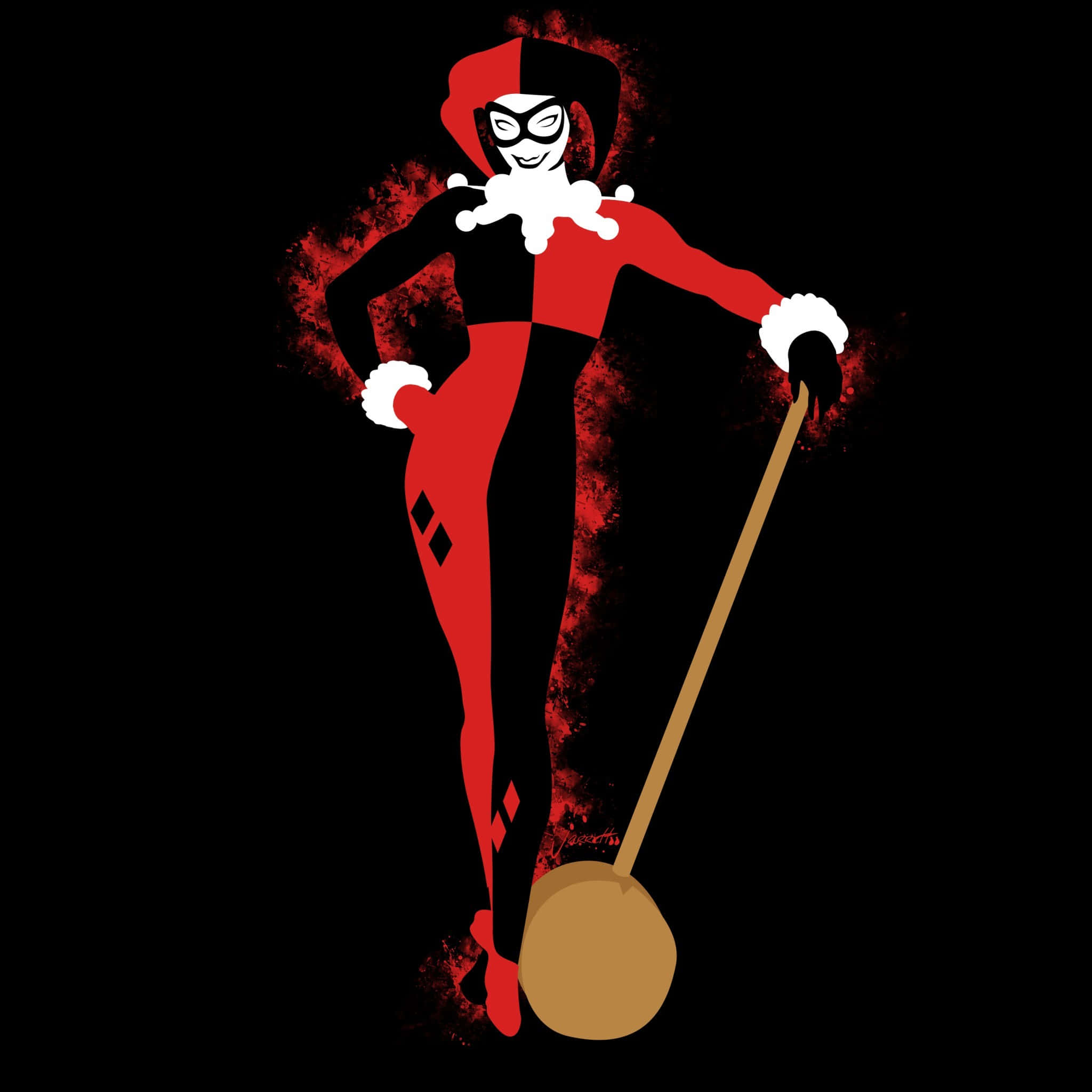 Harley Quinn, hammer, red and black jester outfit, Full HD Desktop Wallpaper