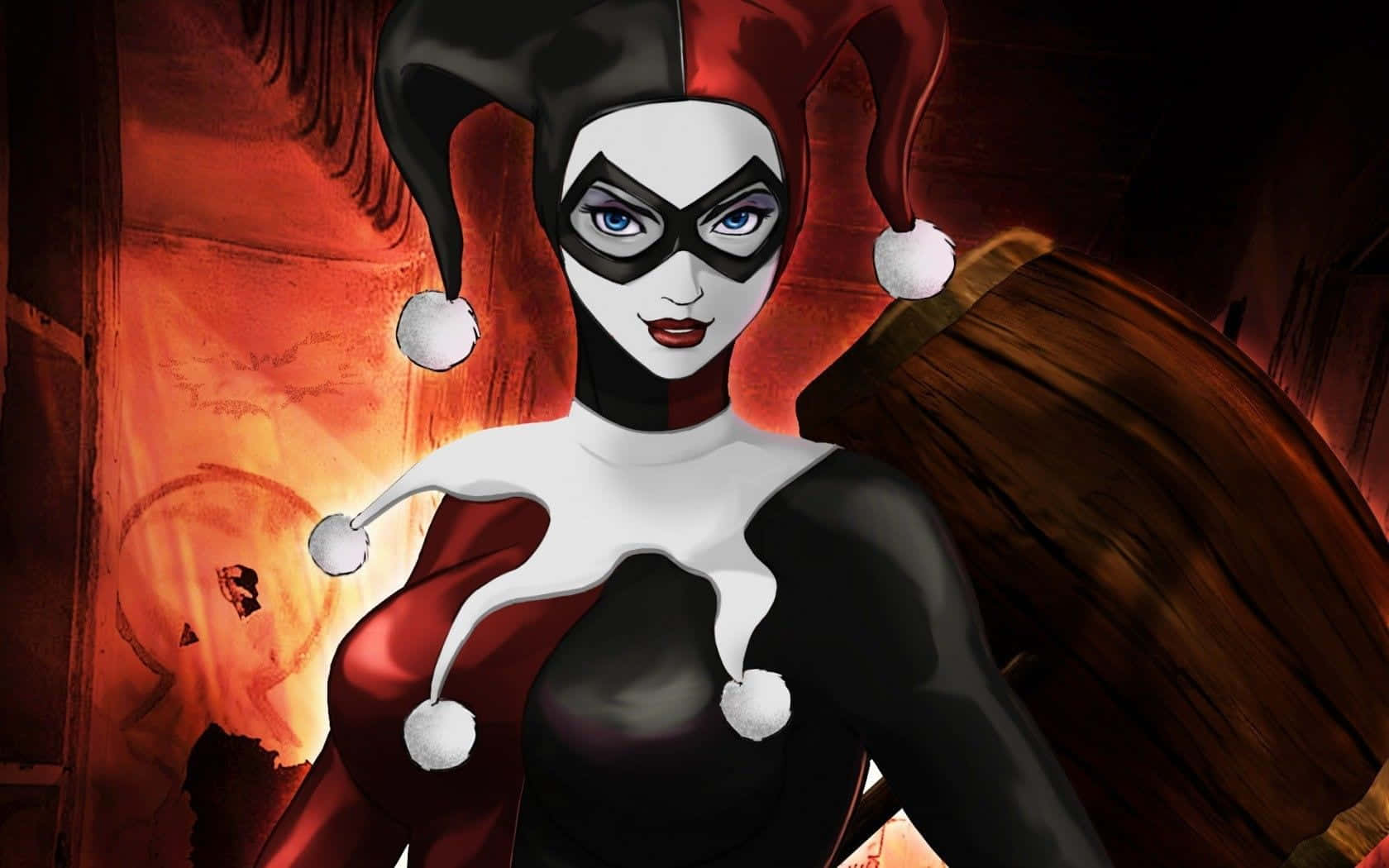 Harley Quinn, hammer, jester outfit, HD Desktop Wallpaper