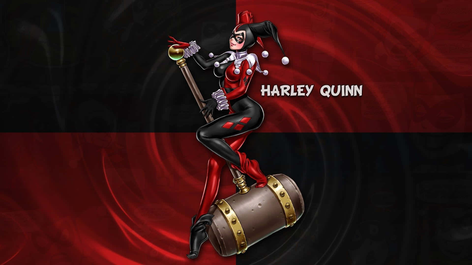 Harley Quinn, hammer, giant mallet, Full HD Desktop Wallpaper