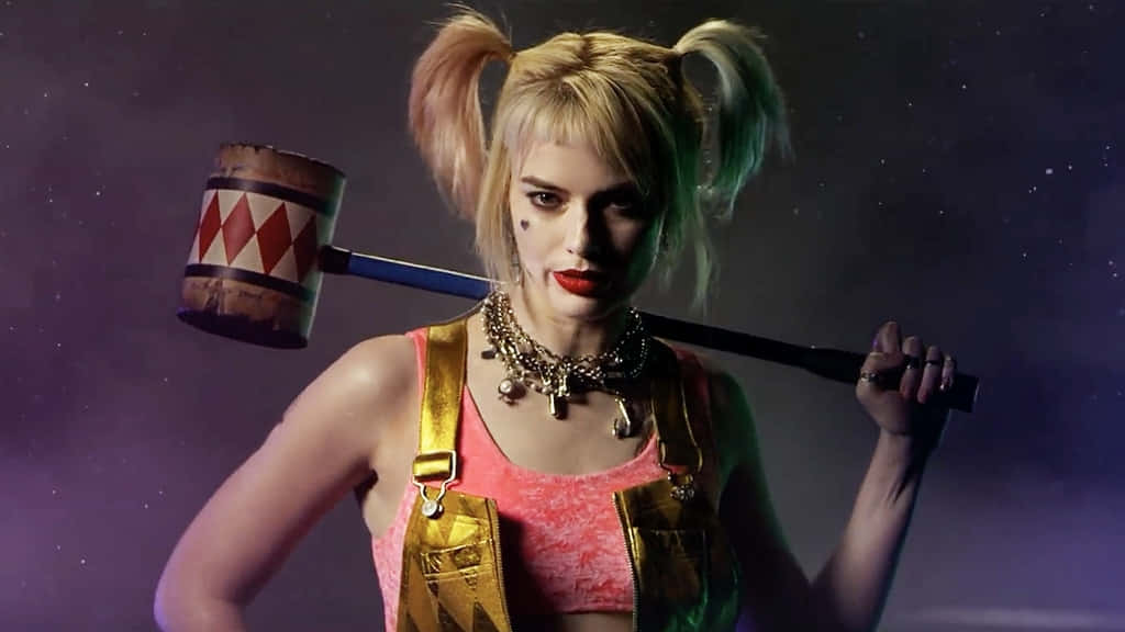 Harley Quinn, hammer, pigtails, SD Desktop Wallpaper