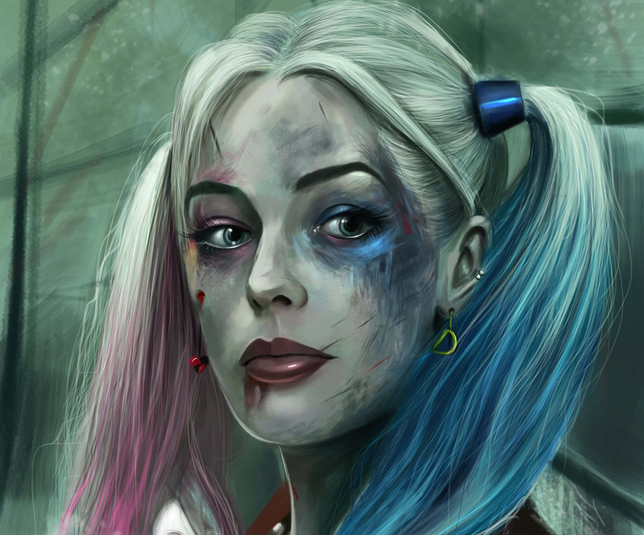 Harley Quinn, Suicide Squad, blue and pink pigtails, Full HD Desktop Wallpaper