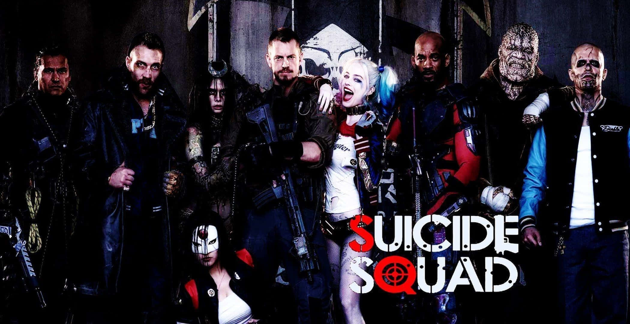 Suicide Squad, Harley Quinn, red and white logo, Full HD Desktop Wallpaper