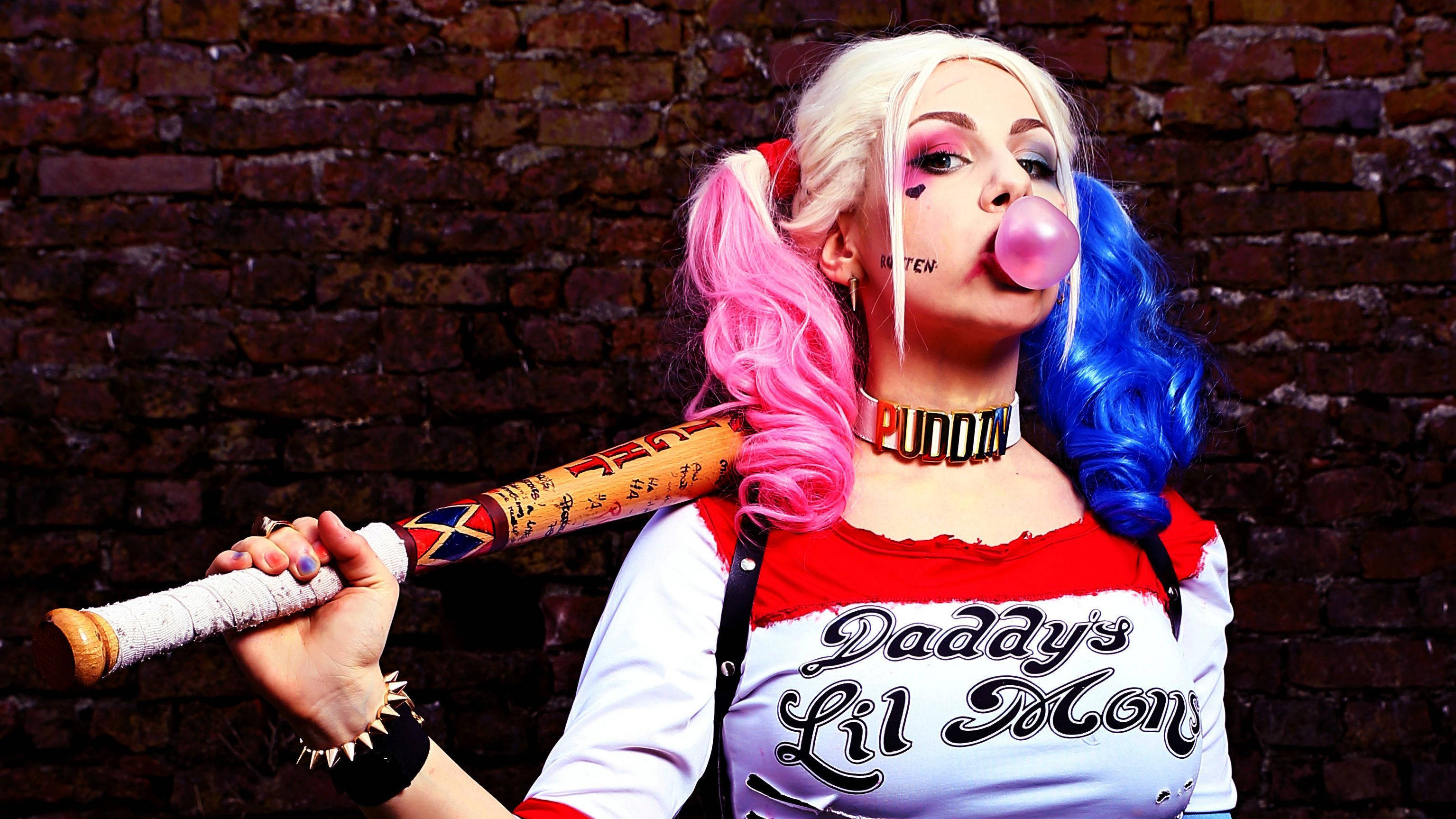 Harley Quinn, Suicide Squad, pink and blue pigtails, 2K Desktop Wallpaper