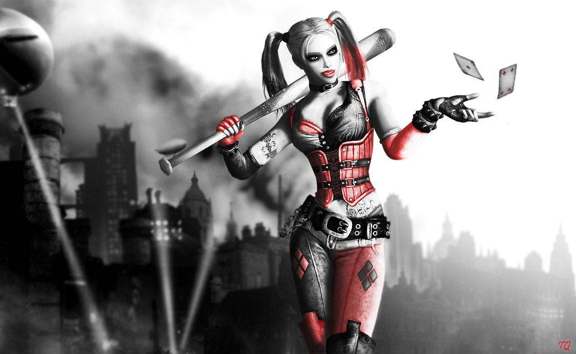 Harley Quinn, Suicide Squad, red and black costume, SD Desktop Wallpaper