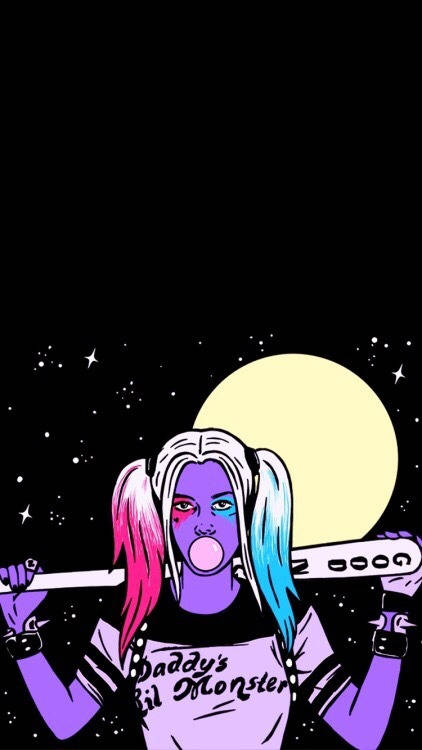 Suicide Squad, Harley Quinn, pink and blue pigtails, SD Phone Wallpaper