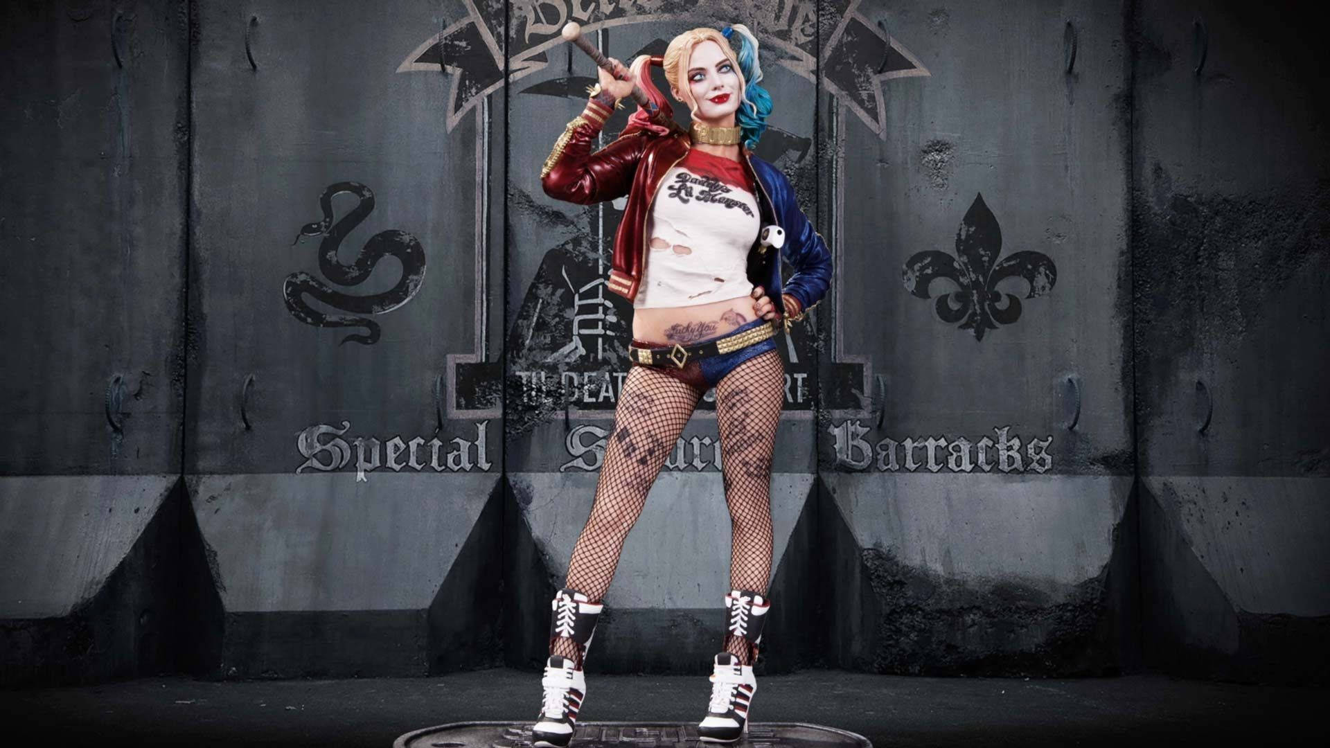 Harley Quinn, Suicide Squad, red and blue jacket, Full HD Desktop Wallpaper