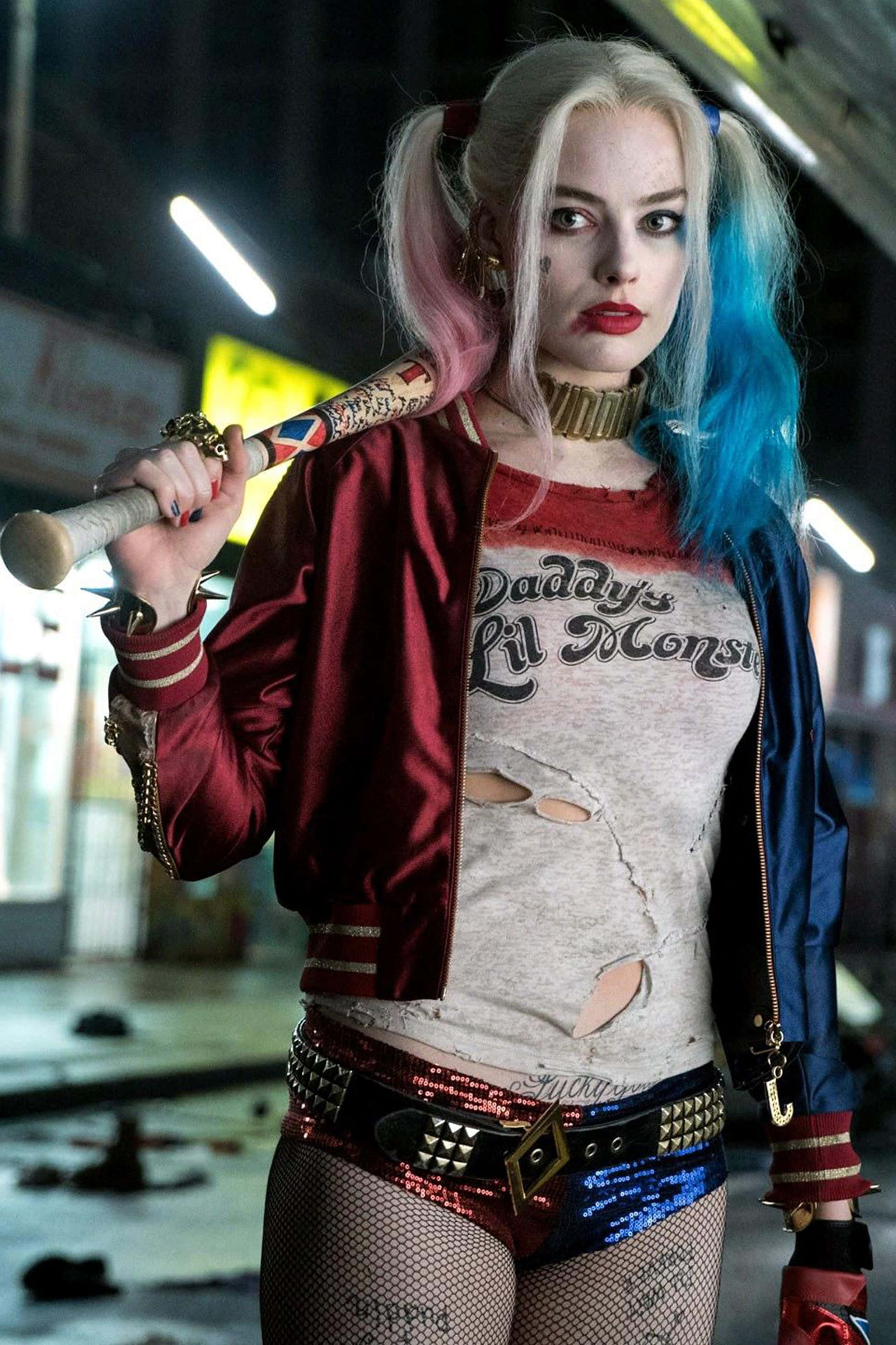 Harley Quinn, Suicide Squad, pink and blue pigtails, 4K Phone Wallpaper