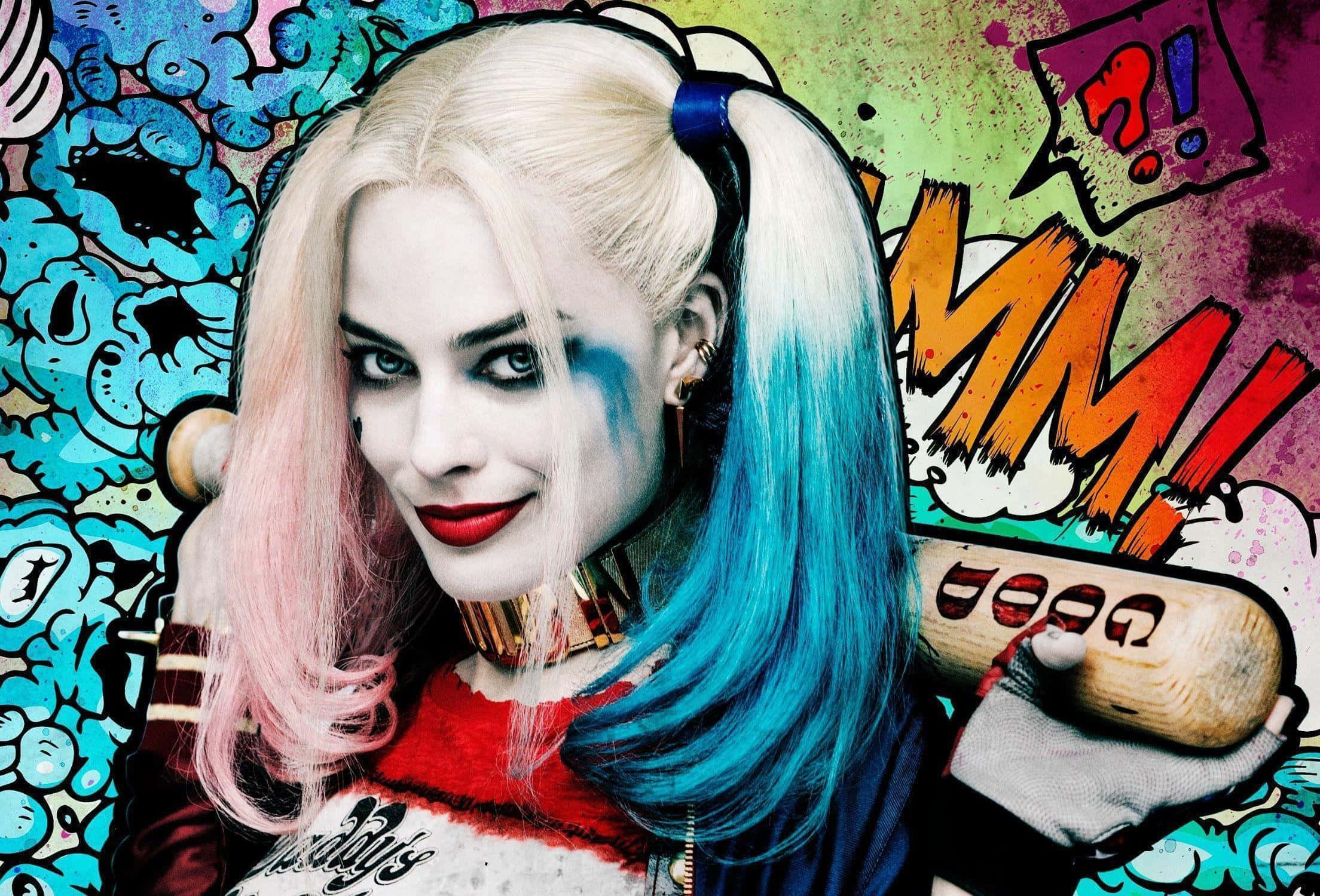 Harley Quinn, Suicide Squad, pink and blue pigtails, Full HD Desktop Wallpaper